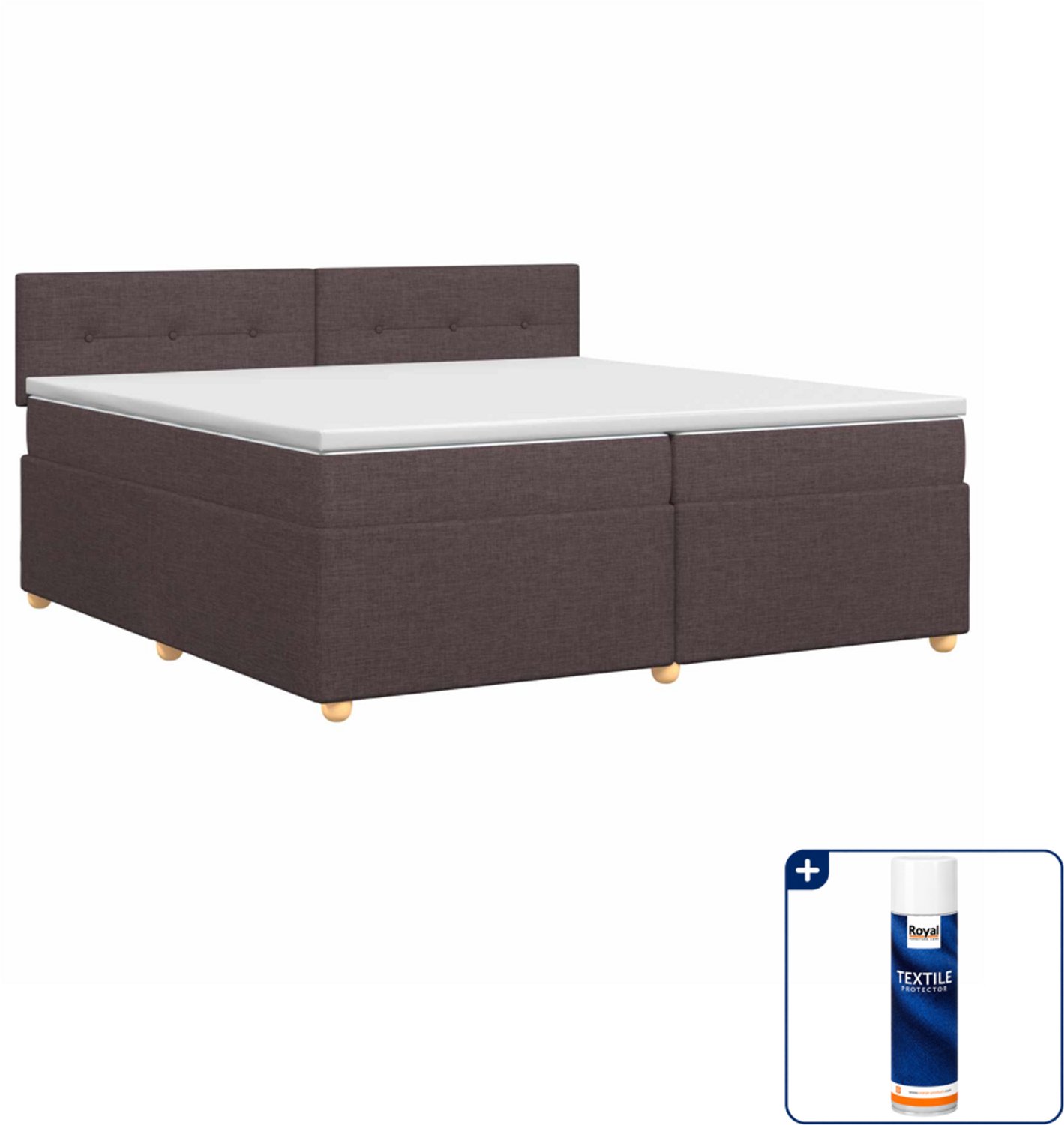vidaXL boxspringbed - 200 x 200 cm - stof - donkerbruin - Inclusief textielbeschermer 500 ml