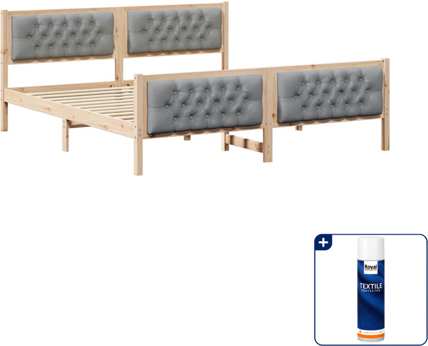vidaXL bedframe - Queensize - 160 x 200 cm - lichtgrijs - Inclusief textielbeschermer 500 ml Bruin