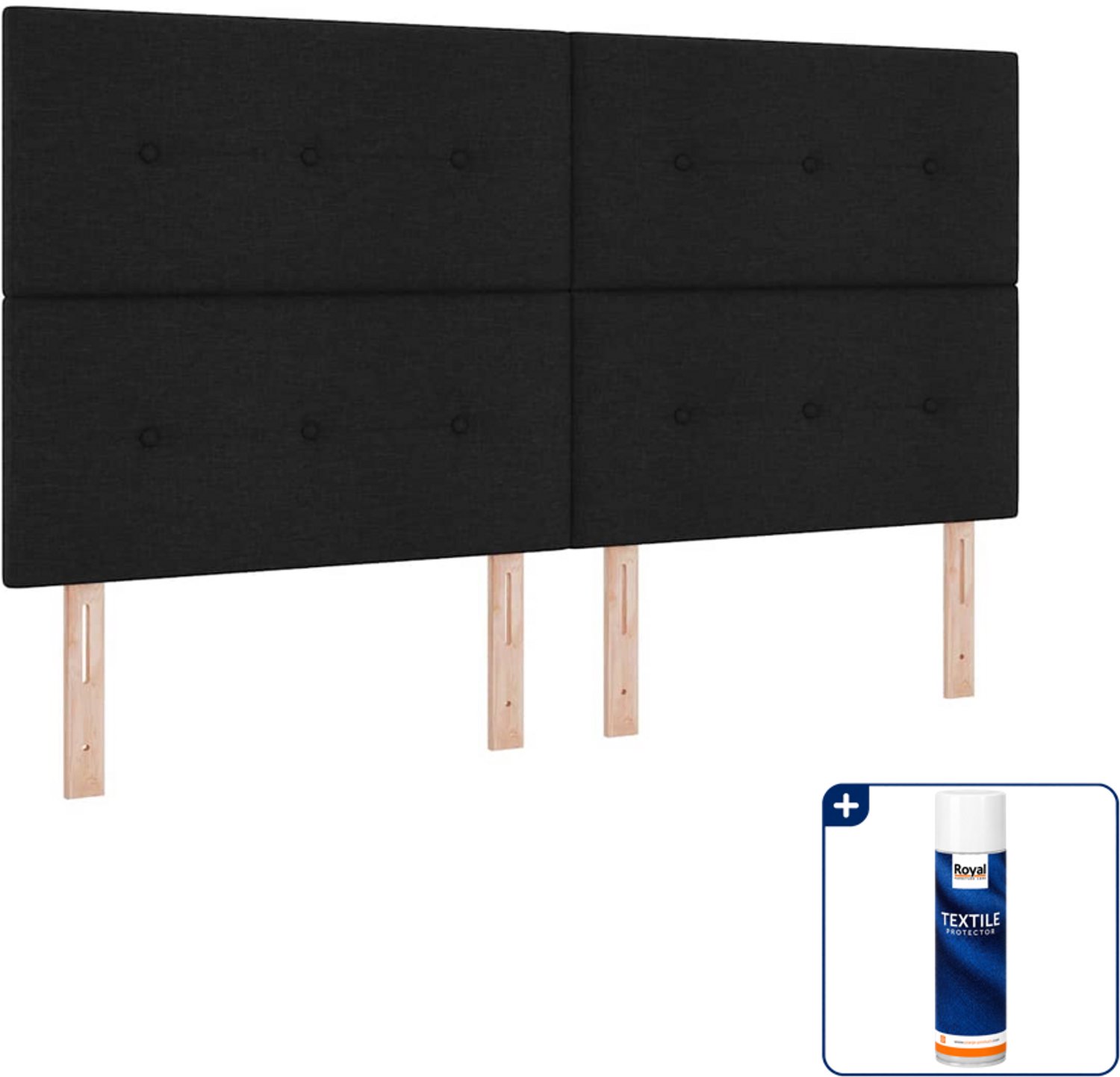 vidaXL Kingsize LED boxspring - 180 x 200 cm - zwart - Inclusief textielbeschermer 500 ml