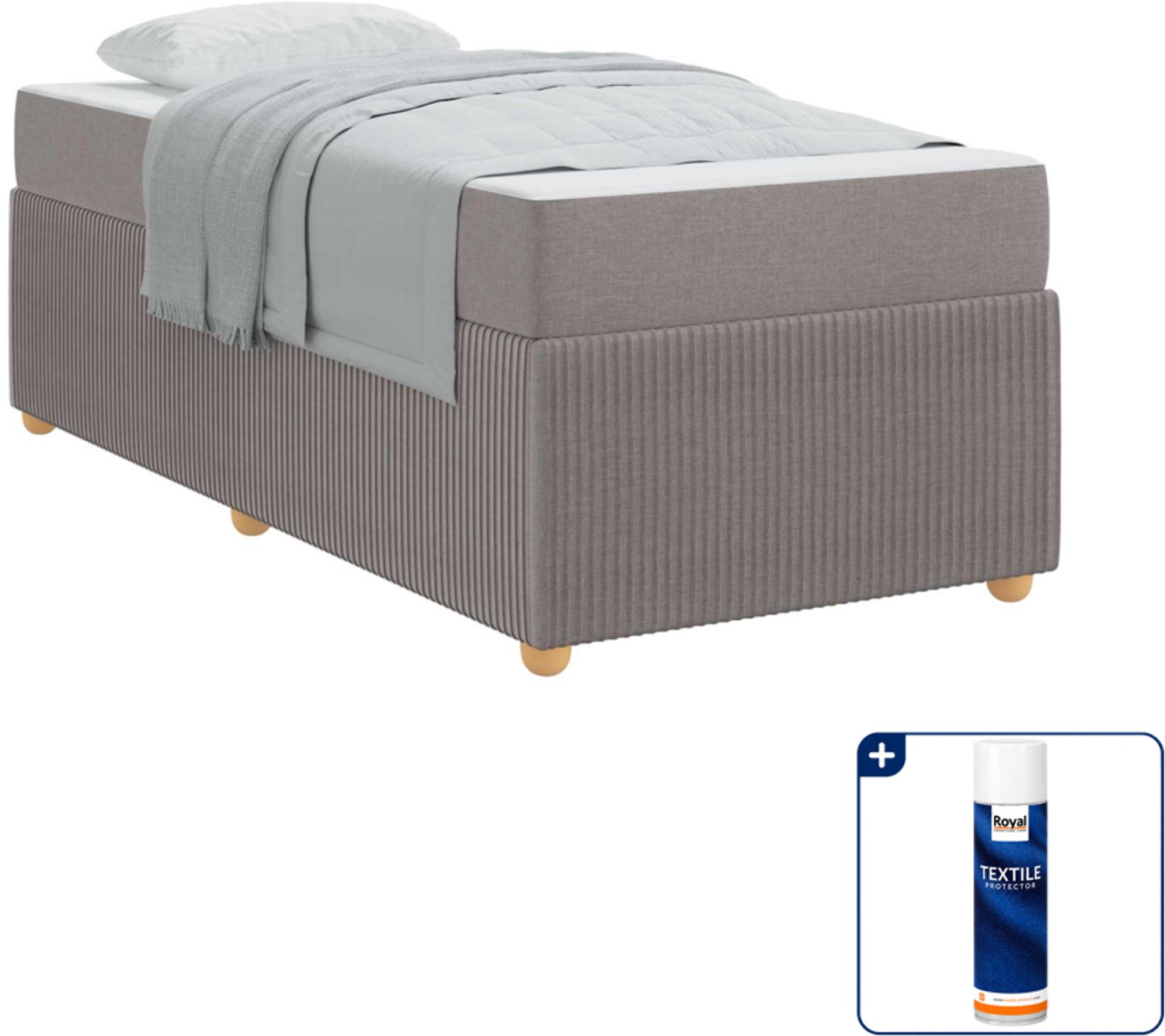 vidaXL bed met matras - 80 x 200 cm - taupe - Inclusief textielbeschermer 500 ml Blauw