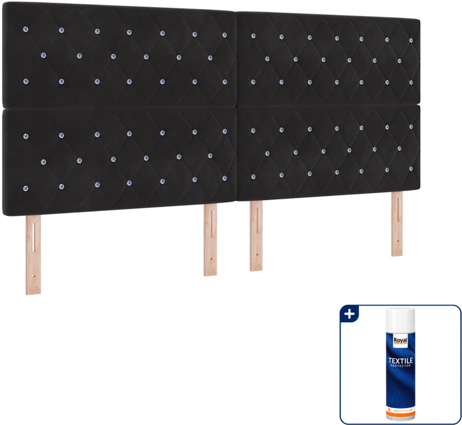 vidaXL led boxspring - 200 x 200 cm - zwart - Inclusief textielbeschermer 500 ml