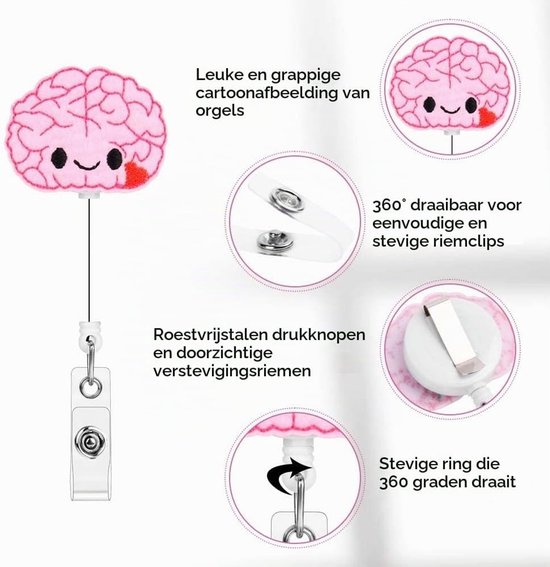 Retractable Badge Reel Houder Set van 4, Schattige ID Badge Clips met Vilt en Kleurige Ontwerpen — afbeelding 2