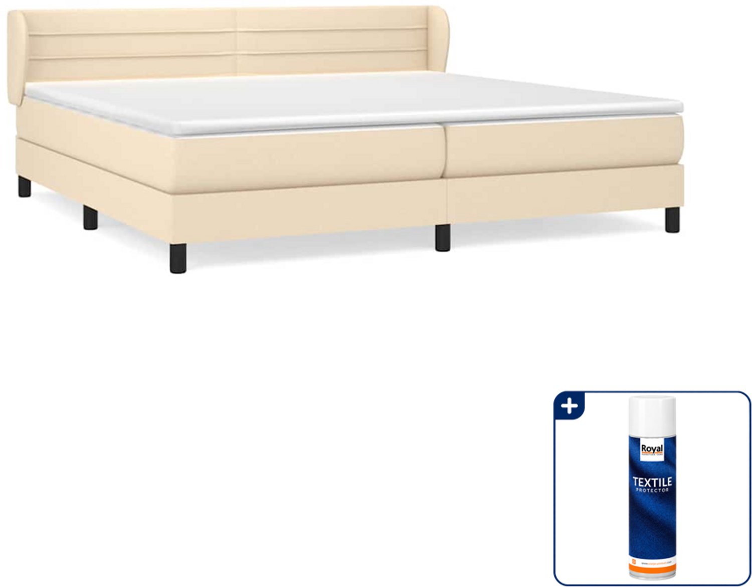 vidaXL Super kingsize boxspring met matras - 200 x 200 cm - crème - Inclusief textielbeschermer 500 ml