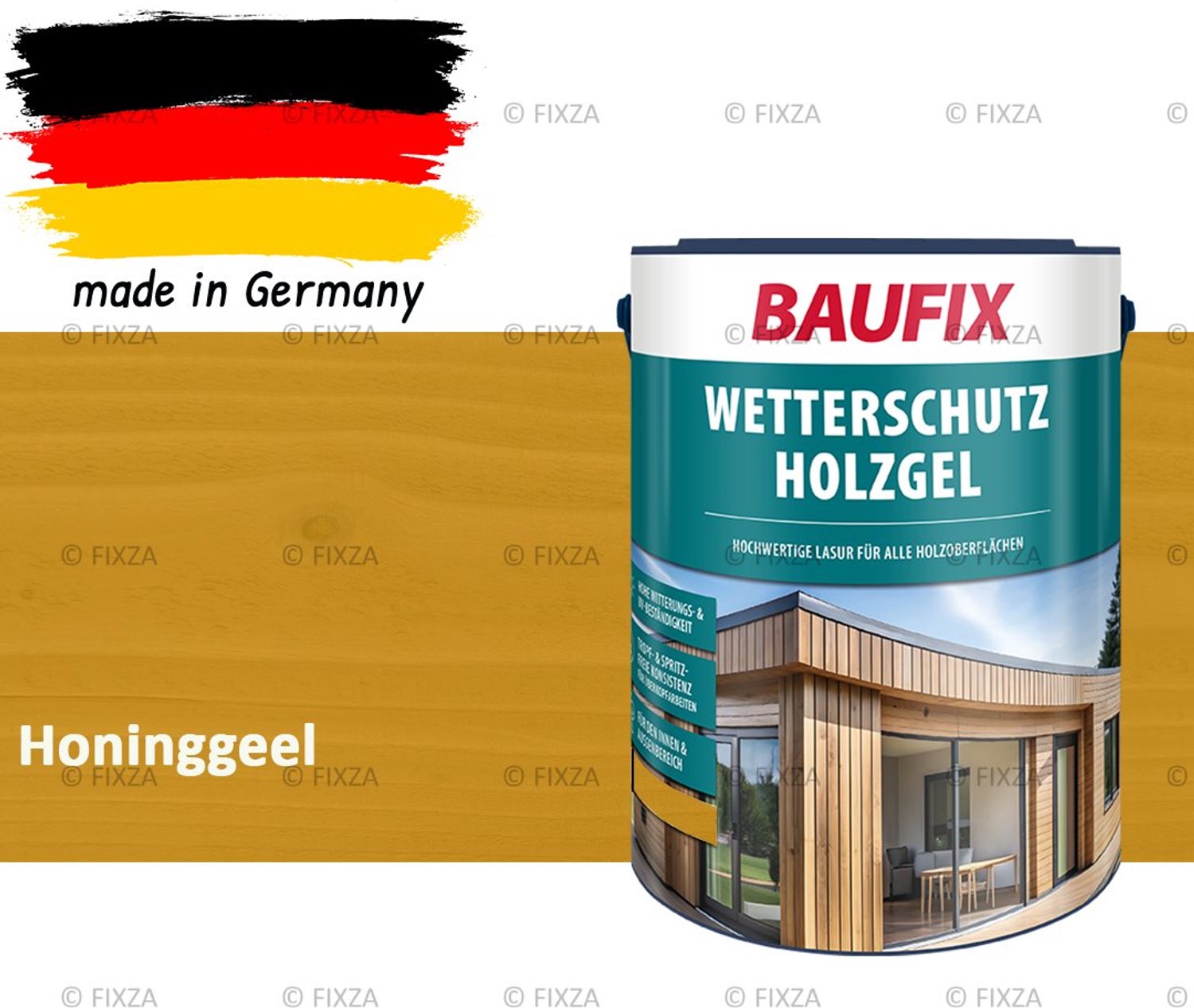 BAUFIX Buitenbeits – Honinggeel – Zijdeglans – 5 Liter – Voor Schutting, Tuinhuis & Blokhut – UV- & Weerbestendig