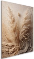 Canvas schilderij - Pampasgras - Droogbloemen - Moderne in huis - Japandi - Muur decoratie slaapkamer - Muurdecoratie hal - Beige - Minimalisme - 30x45 cm
