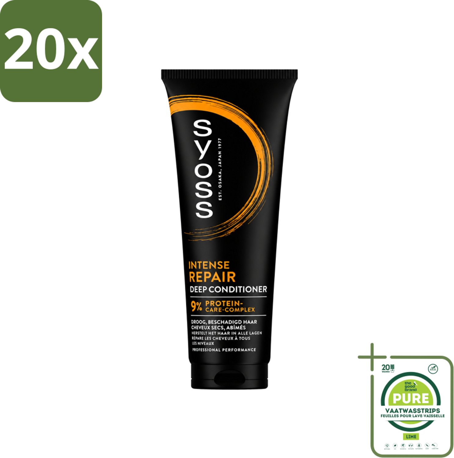 20 x Syoss - Intense Repair - Deep Conditioner - Herstelt & Versterkt - 250 ml - Grootverpakking - Vaatwasstrips - Herstel Haar - Droog Haar - Beschadigd Haar - Protein Reparatie - Haar Verzorging