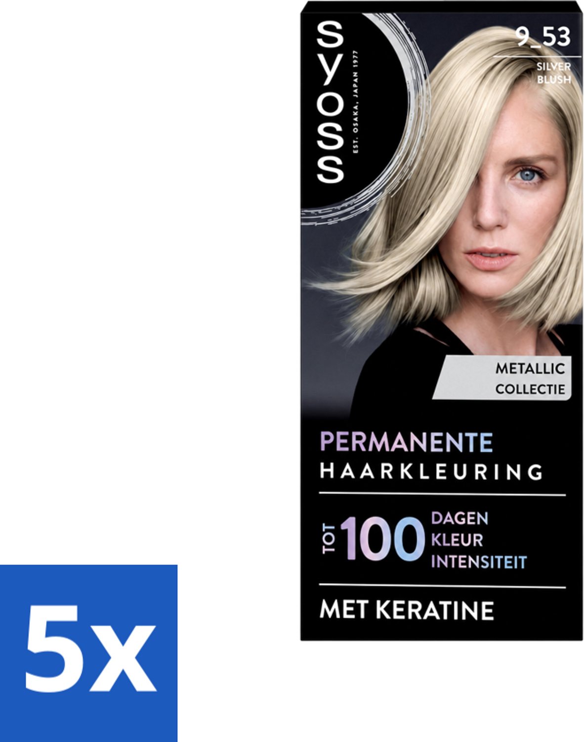 5 x SYOSS - Coloration 9-53 Silver Blush - Haarverf - Grijsdekking - Vermindert Haarbreuk - Voordeelverpakking - 5 stuks