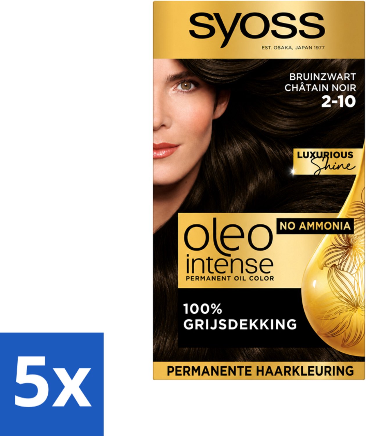 Syoss Oleo Intense - Haarverf - 2-10 - Bruinzwart - 115ml x 5
