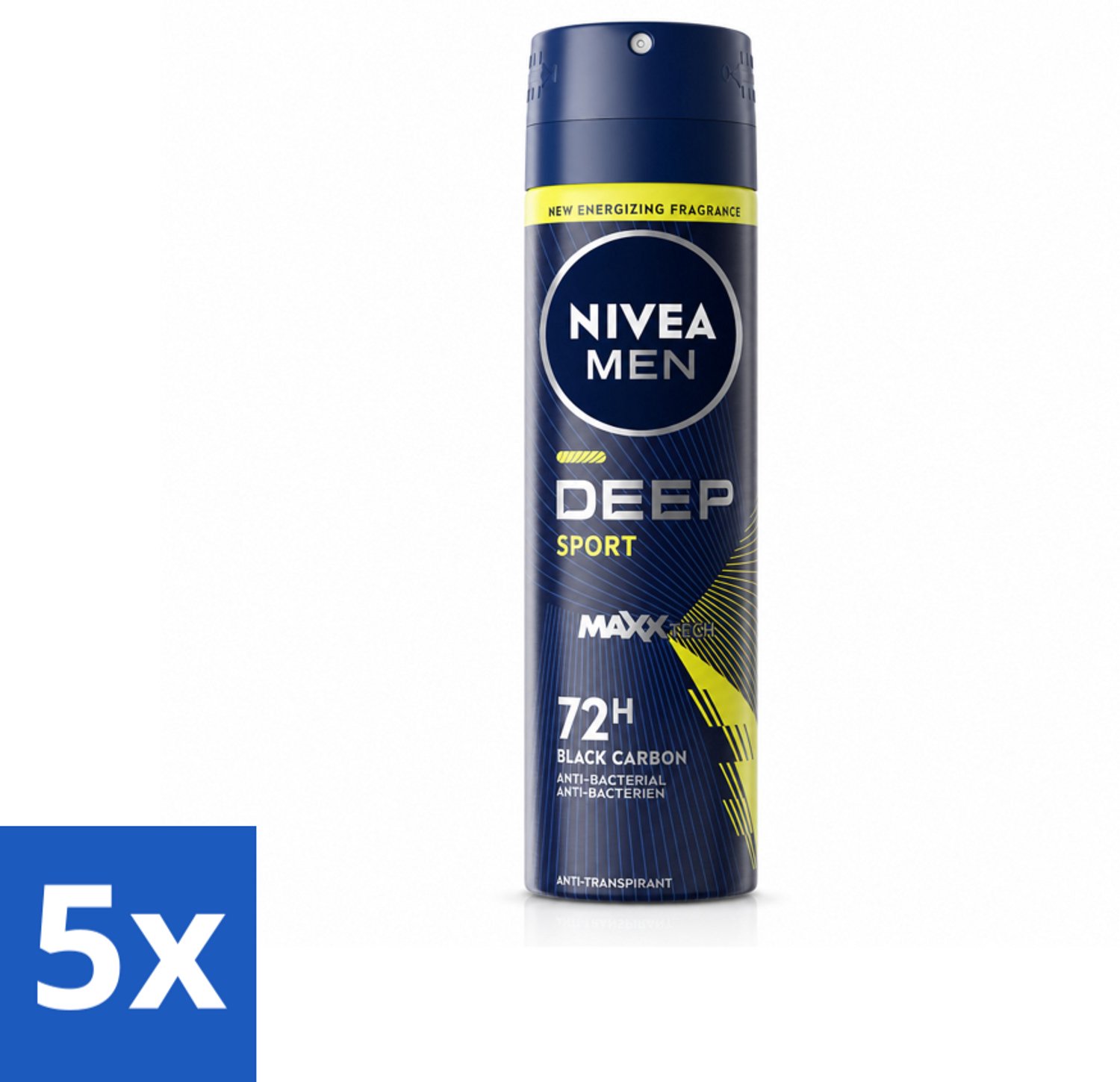 5 x NIVEA MEN - Deodorant Spray - Deep Sport - 150 ml - Voordeelverpakking - 5 stuks