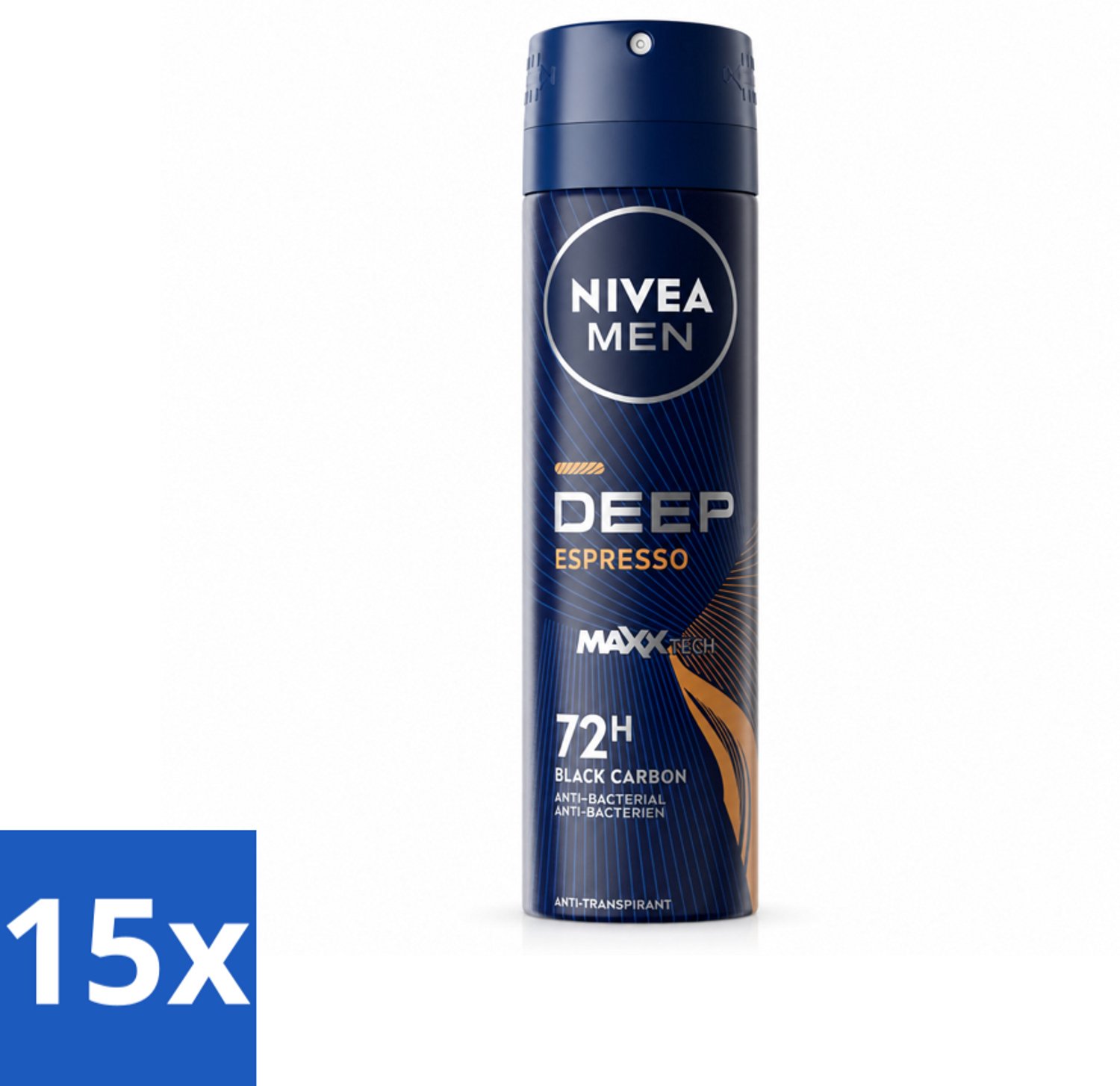 15 x NIVEA MEN - Deodorant Spray - Deep Espresso - 150 ml - Voordeelverpakking - 15 stuks