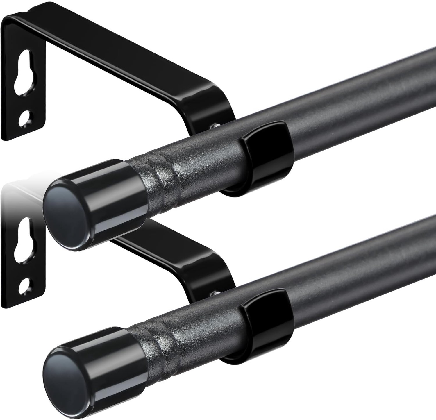 2 Stuks Gordijnroeden voor Ooggordijnen - Matte Zwarte Uitbreidbare Roeden
