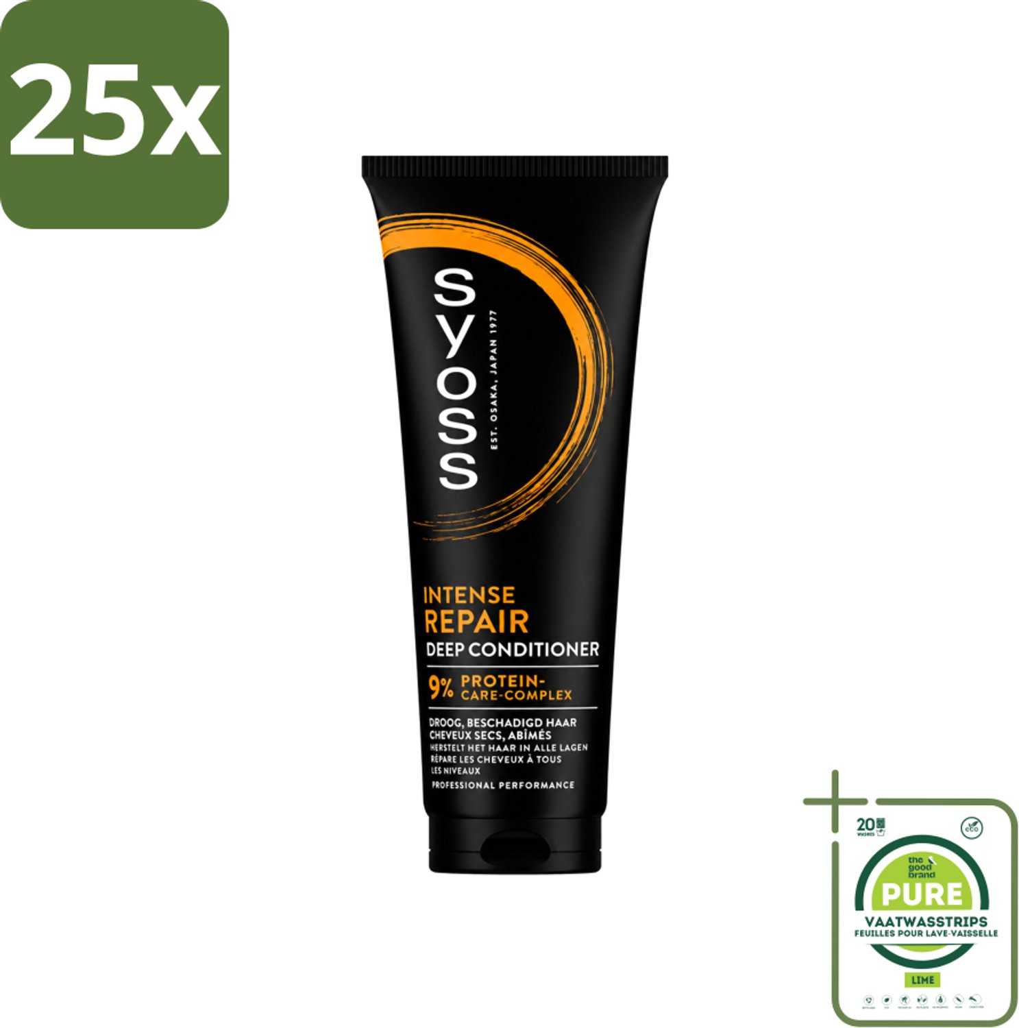 25 x Syoss - Intense Repair - Deep Conditioner - Herstelt & Versterkt - 250 ml - Grootverpakking - Vaatwasstrips - Herstel Haar - Droog Haar - Beschadigd Haar - Protein Reparatie - Haar Verzorging