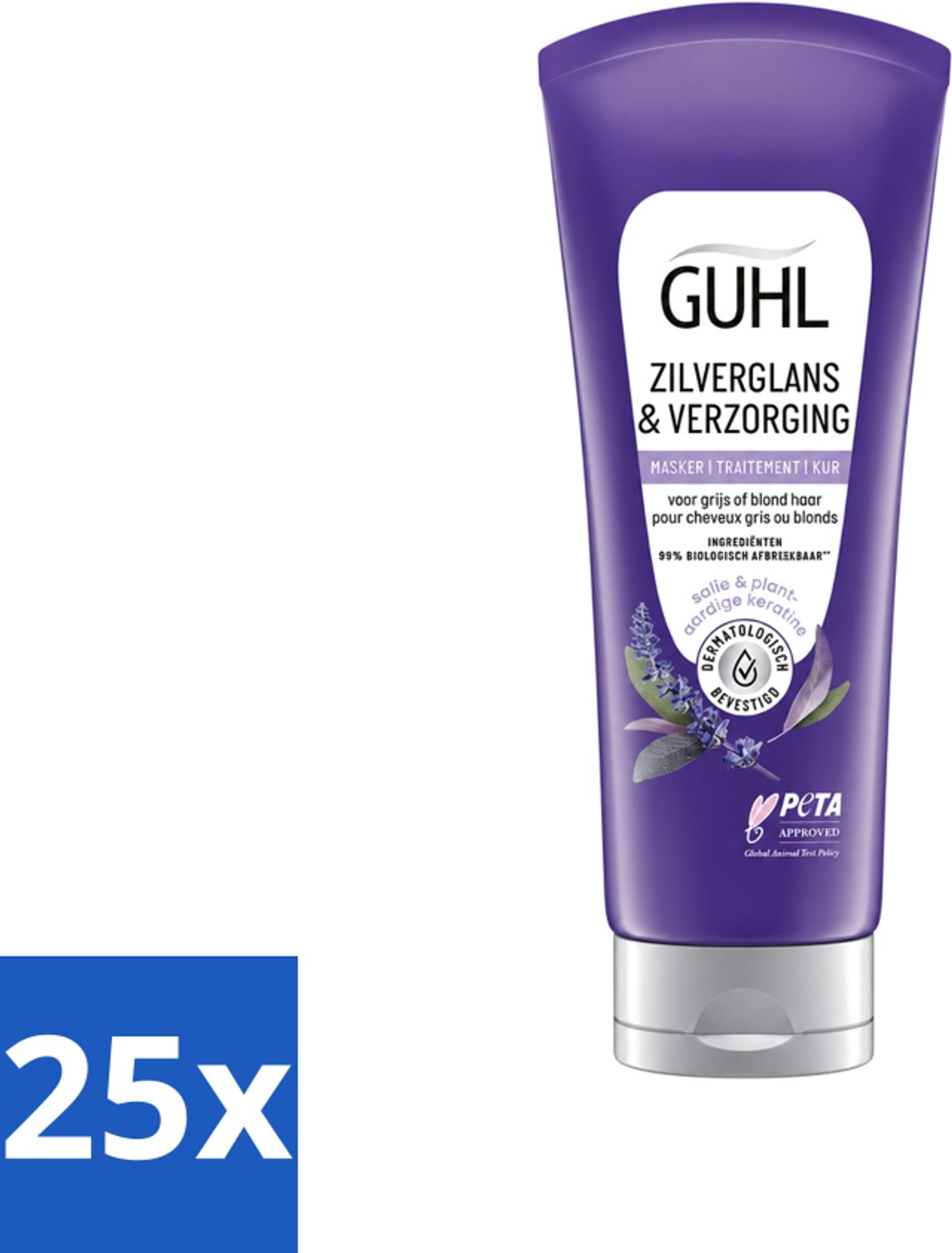 25 x Guhl - Haarmasker - Zilverglans & Verzorging Anti-Geel - 200 ml - Voordeelverpakking - 25 stuks