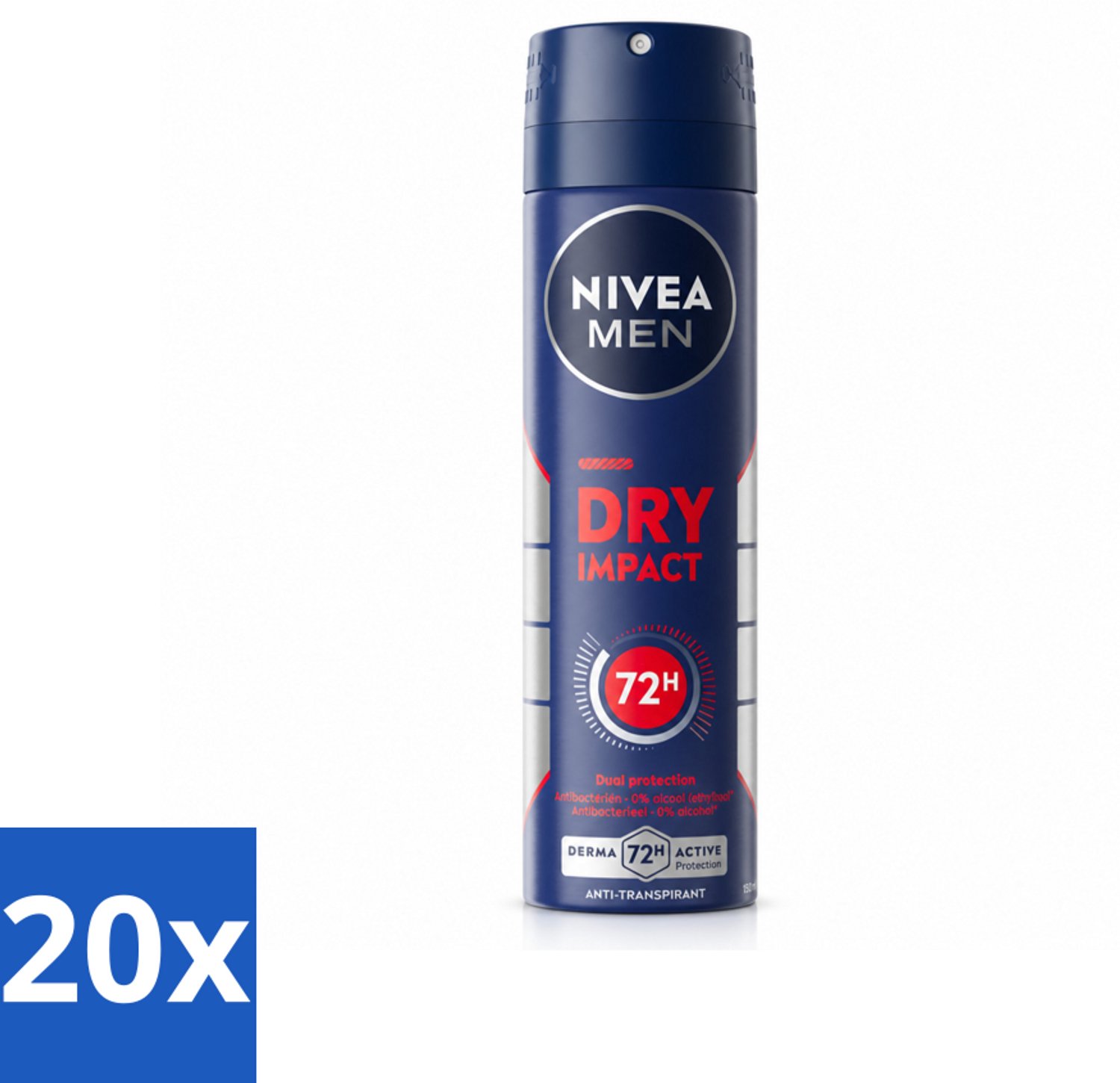 20 x NIVEA MEN - Deodorant Spray - Dry Impact - 150 ml - Voordeelverpakking - 20 stuks
