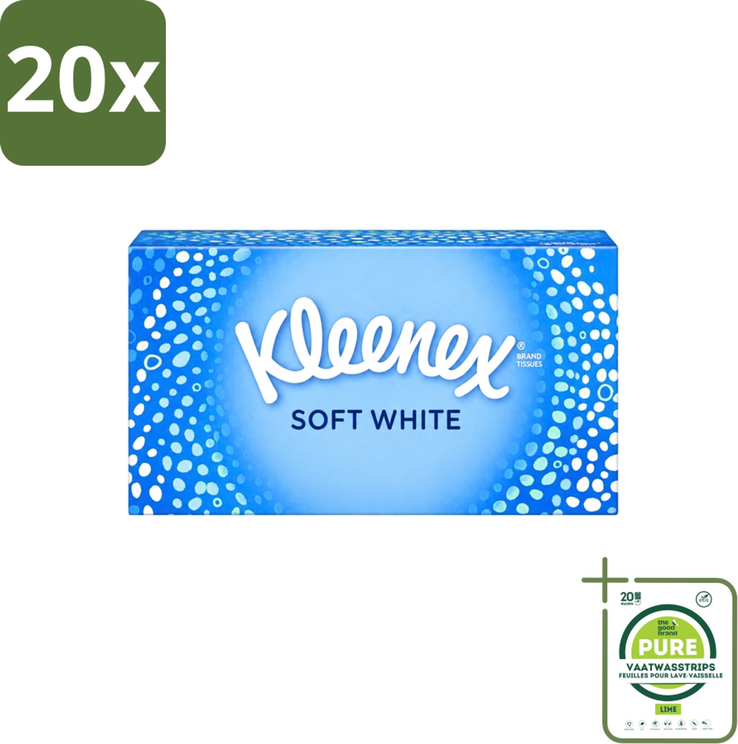 20 x Kleenex - Tissues - Soft White - 70 Tissues - Grootverpakking - Vaatwasstrips - Kleenex Tissues - Tissue - Tissuepapier - Tissue Voor Verkoudheid - Tissue Voor Neus