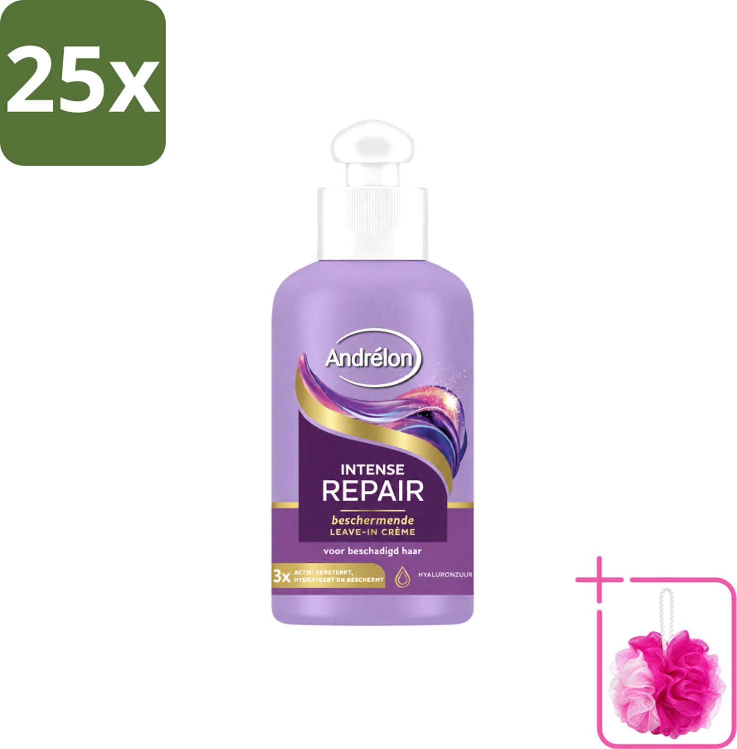 25 x Andrélon – Leave-In Crème – Intense Repair – 200 ml - Bulkverpakking - Haarverzorging - Douchemop - Droog haar