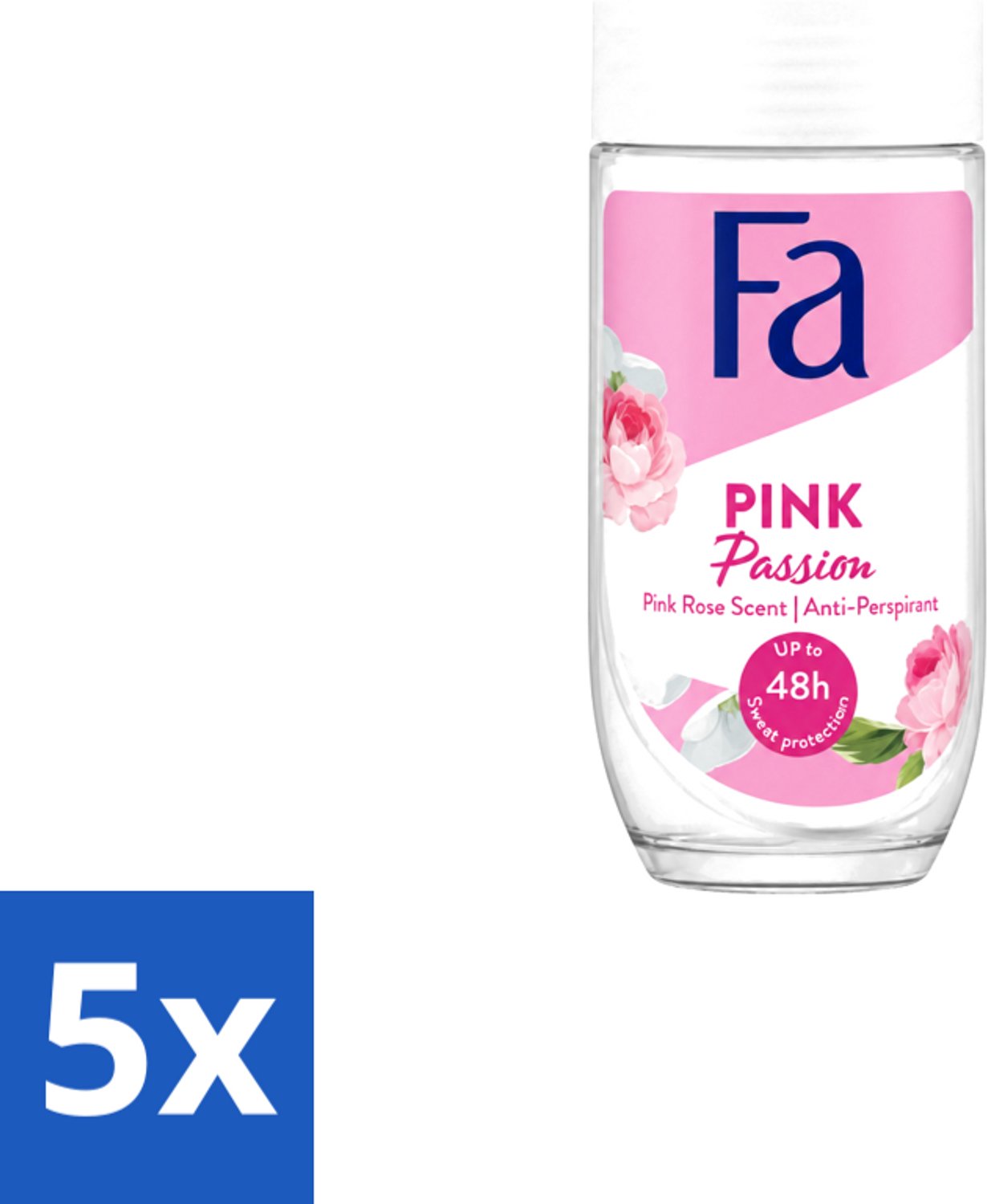 5 x Fa - Pink Passion - Deodorant Roller - Roze Roos - 50 ml - Voordeelverpakking - 5 stuks