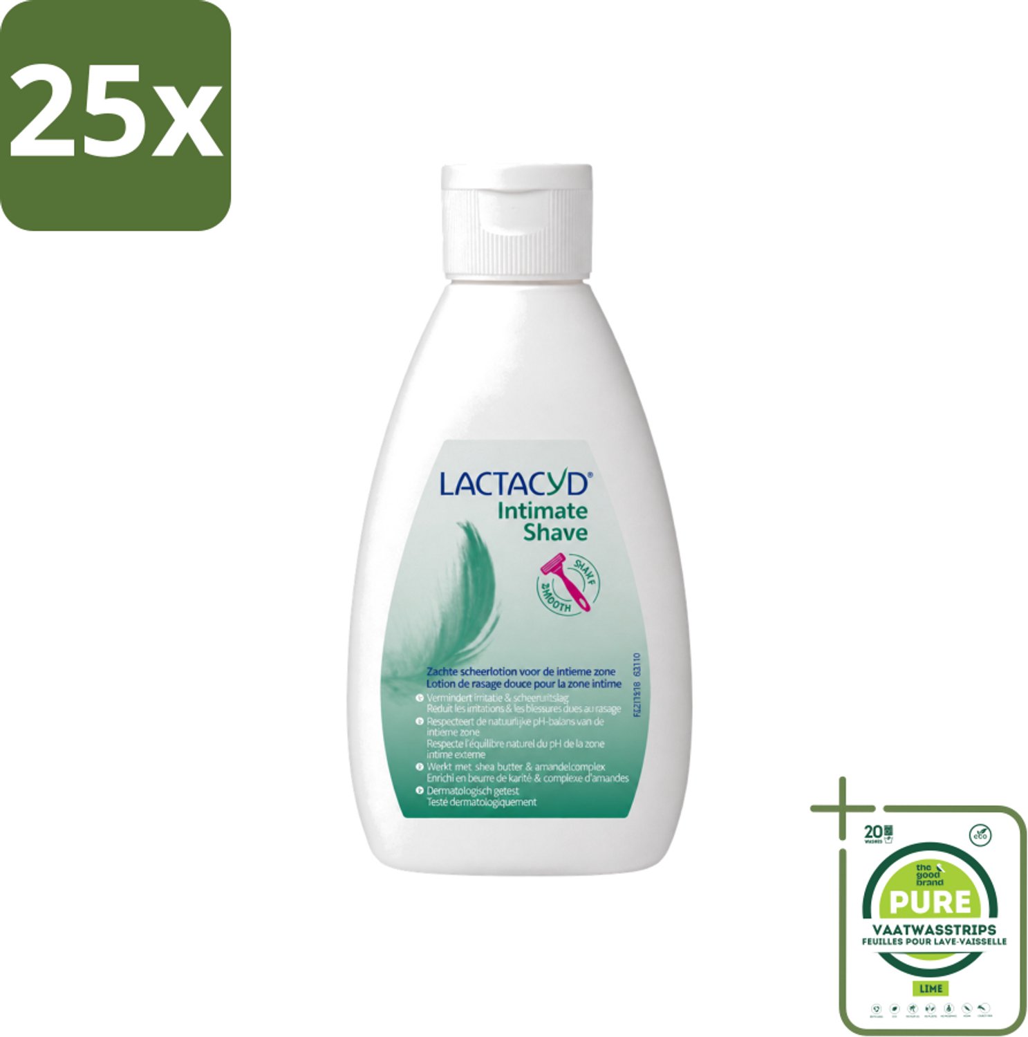 25 x Lactacyd – Intimate Shave – Scheerlotion – 200 ml - Grootverpakking - Vaatwasstrips - Intieme Scheerlotion - Gevoelige Huid - Scheercomfort - Scheerbultjes - Hydraterende Lotion
