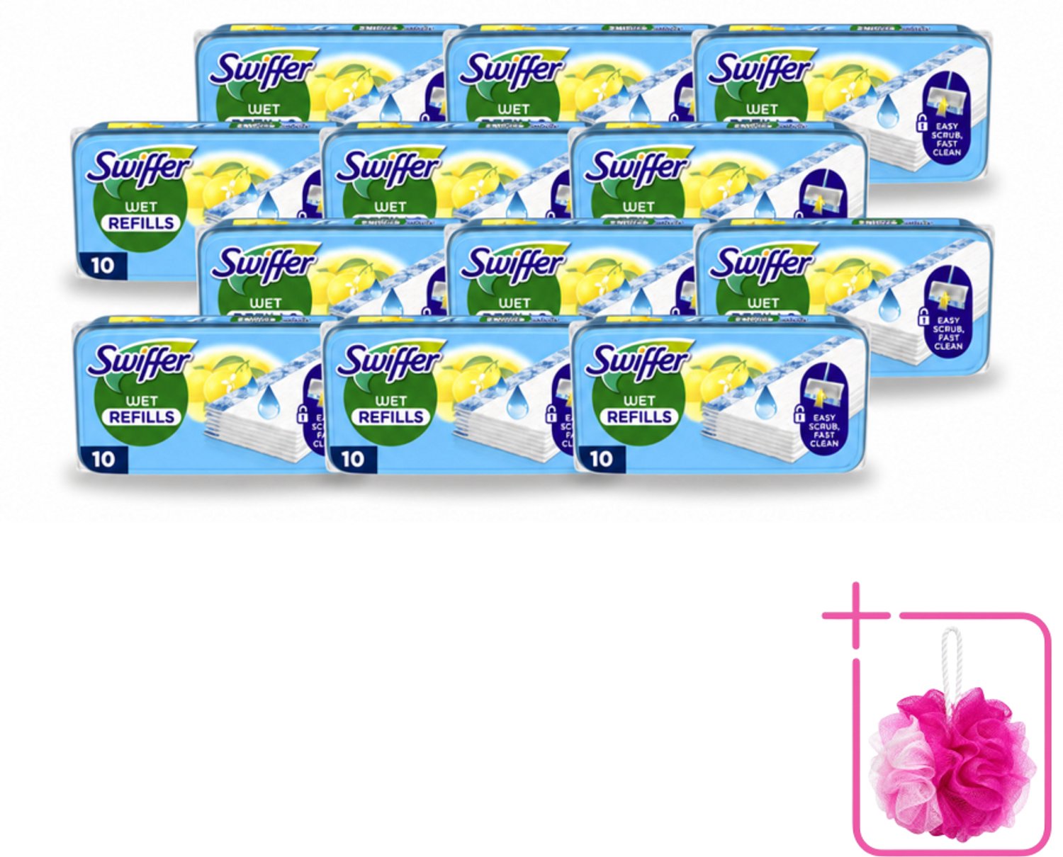 12 x Swiffer - Vloerdoekjes – Citrus Fresh – 10 doekjes - Bulkverpakking - Vloerdoekjes navullingen - Douchemop - Schoonmaak doekjes