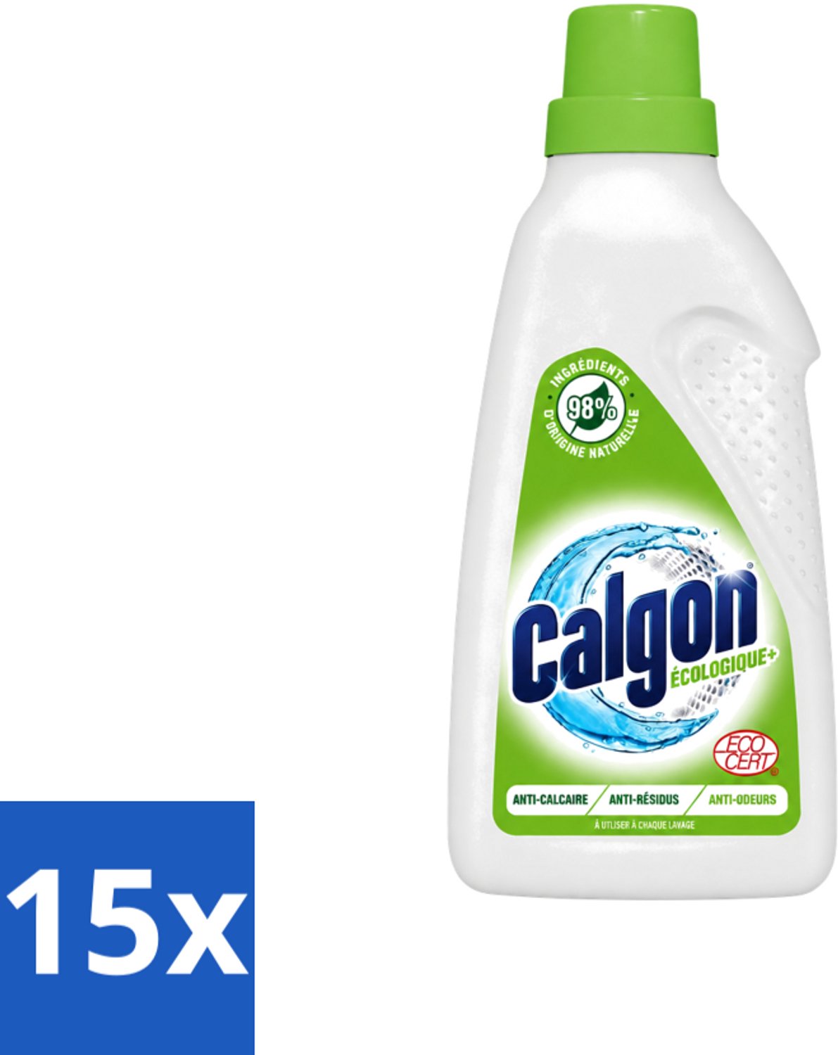 15 x Calgon - Wasmachinereiniger - Gel - Ecologisch - Tegen Kalkaanslag / Wasmiddelresten / Geuren - 750ml - 15 Wasbeurten - Voordeelverpakking - 15 stuks
