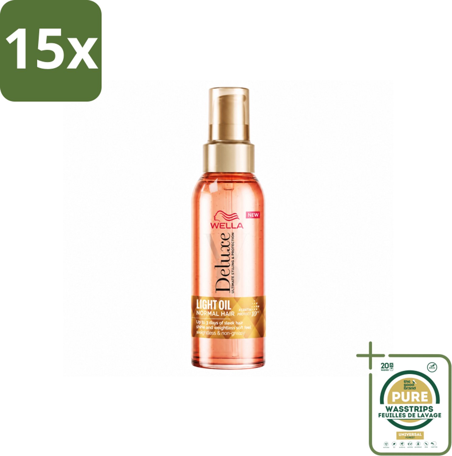 15 x Wella – Deluxe Oil Light – Haarolie – 100 ml - Wasstrips - Haarolie - Glans - Gezond Haar - Voeding Haar - Anti-pluis