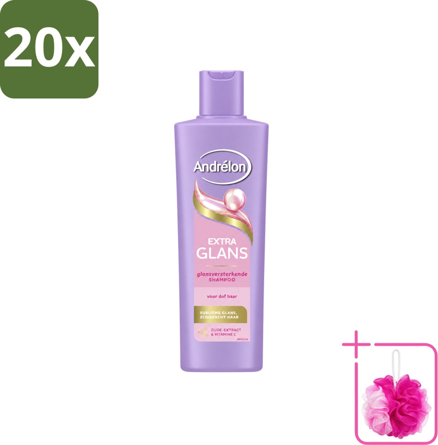 20 x Andrélon – Shampoo – Extra Glans – 250 ml - Bulkverpakking - Glans haar - Douchemop - Stralend haar