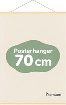 Lichtgekleurde posterhanger van 70 cm breed met Homium logo en groene tekst 'Posterhanger 70 cm'.