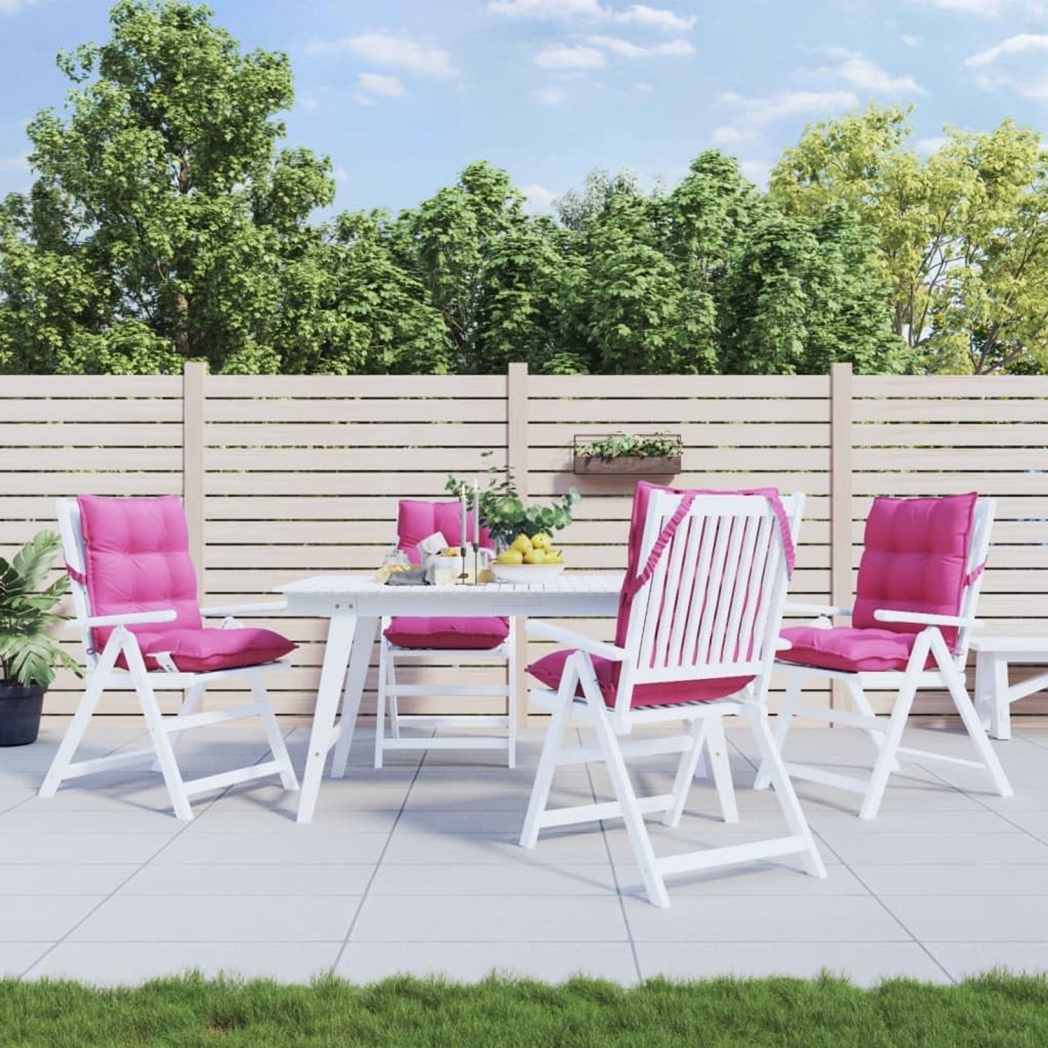 Rugleuning kussens 4 stuks roze Oxford-stof outdoor kussens waterafstotend antislip voor tuinmeubelen kruk en poef met zachte bekleding en ademend