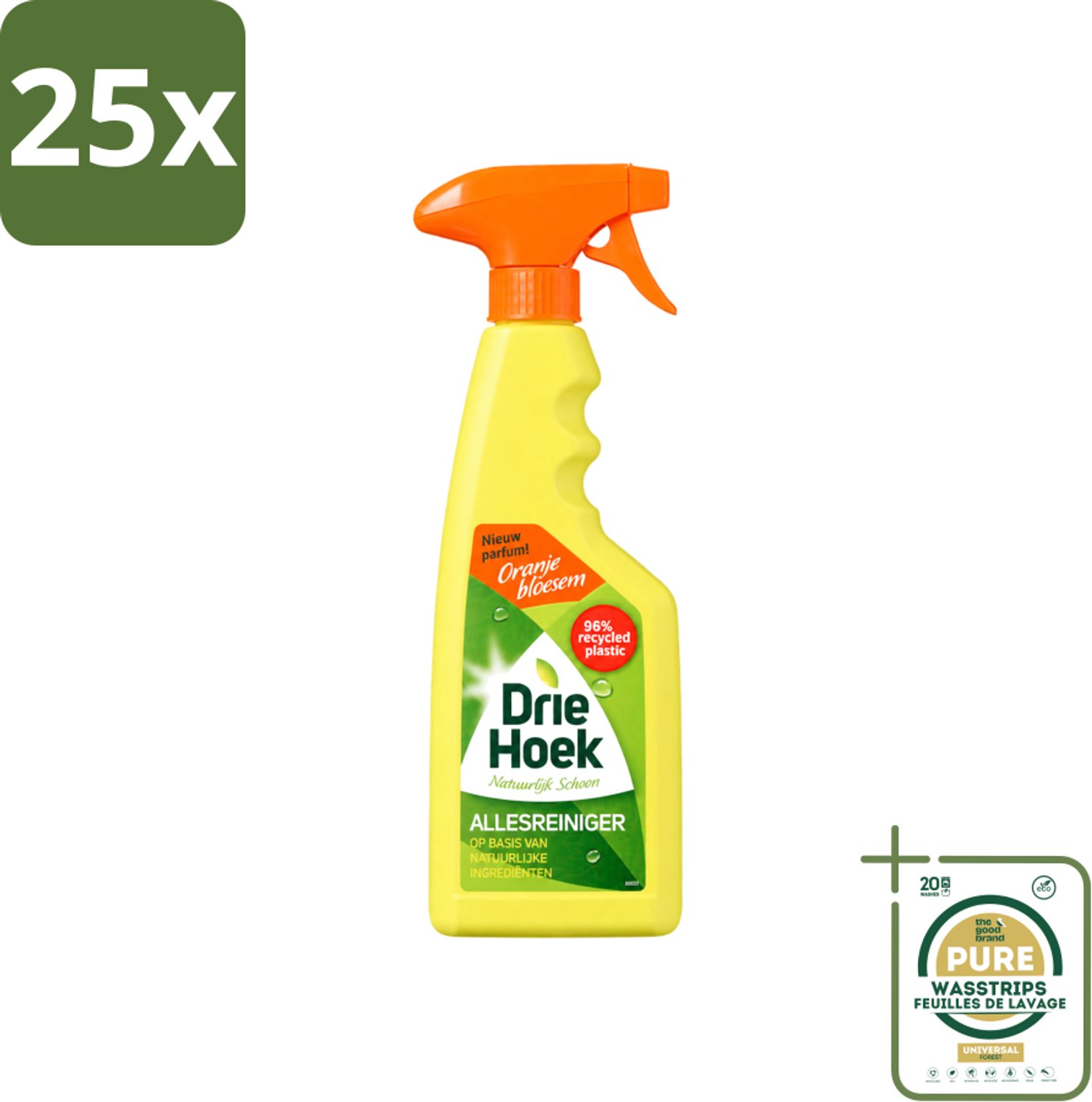 25 x Driehoek – Spray Allesreiniger – Oranjebloesem – 500 ml - Wasstrips - Allesreiniger Spray - Reinigingsmiddel - Huishoudelijke Reiniger - Hout Reinigen - Natuursteen Reinigen