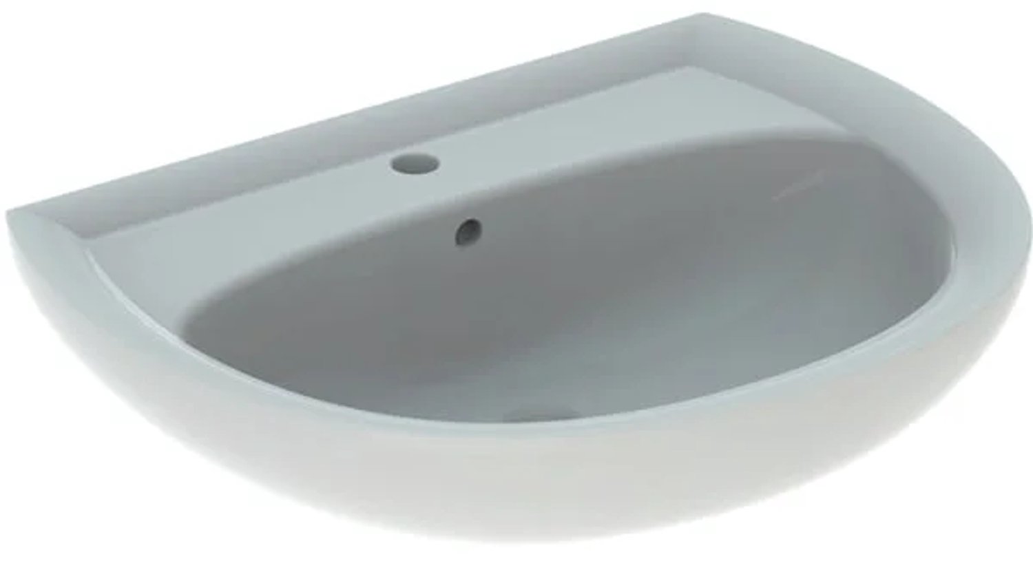 Geberit Renova wastafel: 65x51cm, kraangat=midden, overloop=zichtbaar, symmetrisch, pergamon, 223065068