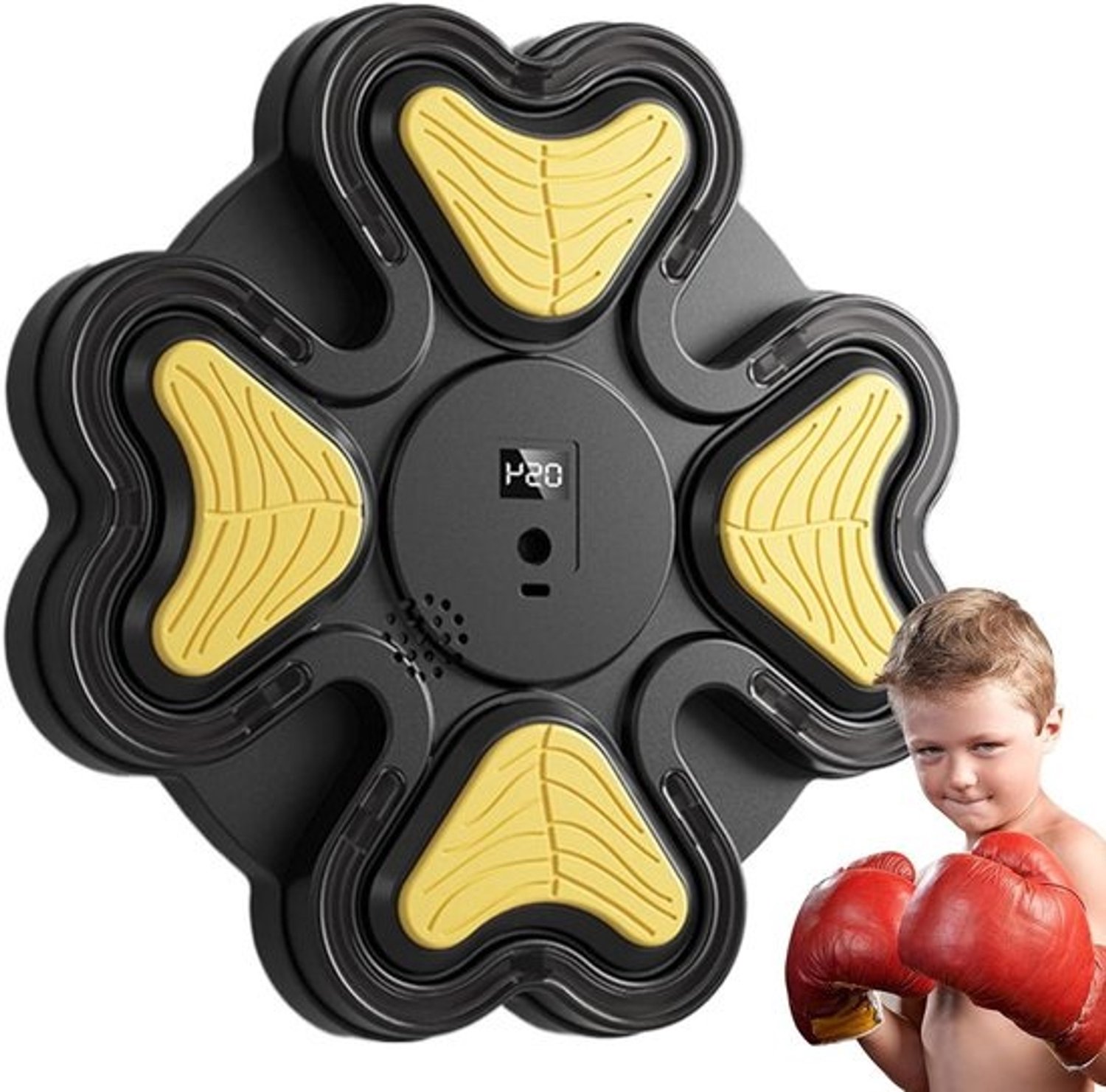 Boksmachine - Bokstraining aan de muur - Fitness thuis - Slimme tijdmeting - 28x28x1.5cm - Zwart