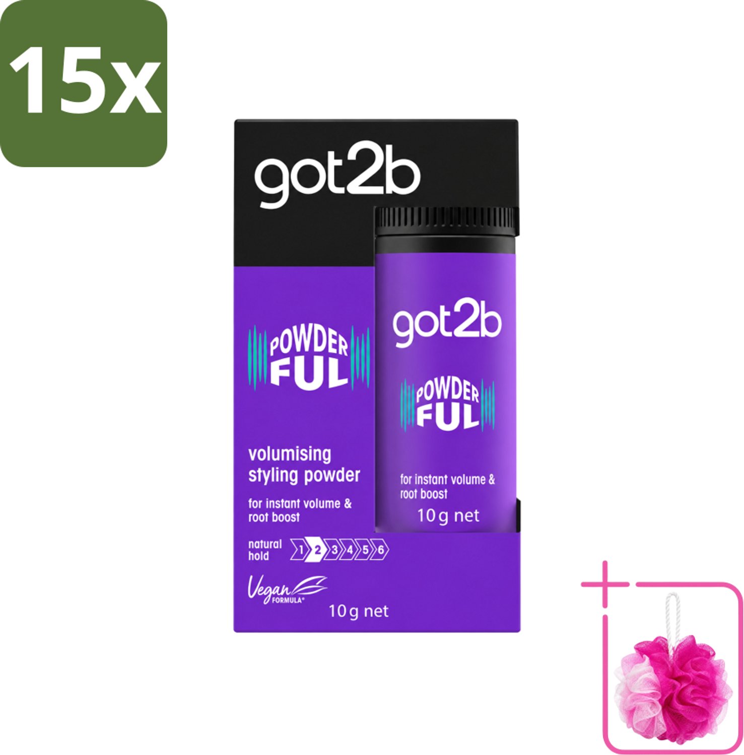 15 x Got2B - Stylingpoeder - Powderful - 10 g - Bulkverpakking - Haar volume - Douchemop - Haarkleur
