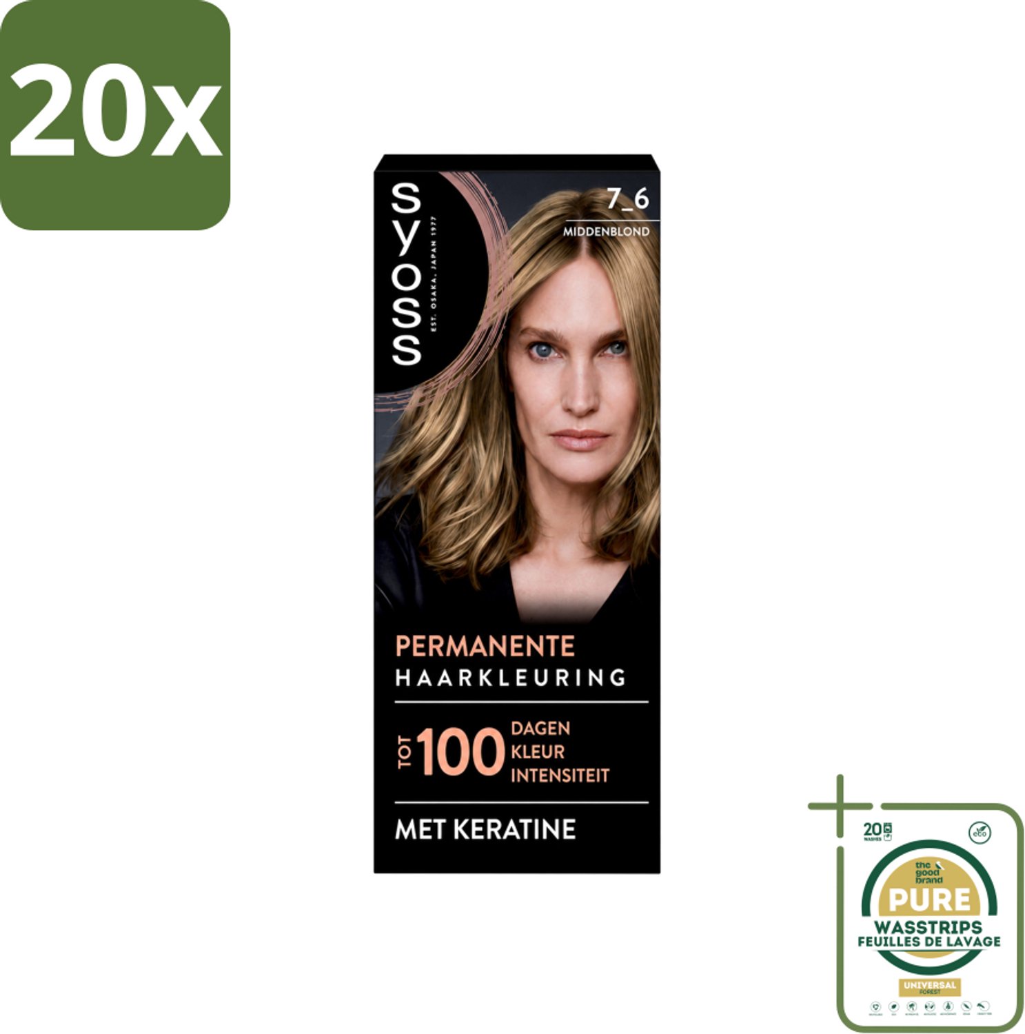 20 x SYOSS - Coloration 7-6 Middenblond - Haarverf - Grijsdekking - Vermindert Haarbreuk - Wasstrips - Haarverf - Permanente Haarkleuring - Grijsdekking - Keratine - Haarkleur