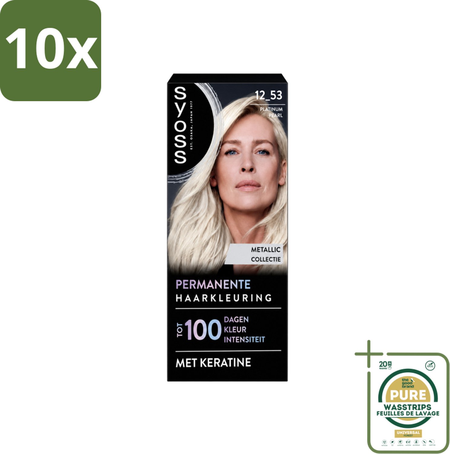 10 x SYOSS - Coloration 12-53 Platinum Pearl - Haarverf - Grijsdekking - Vermindert Haarbreuk - Wasstrips - Haarverf - Grijsdekking - Permanent Haarkleur - Haarkleur - Haarverf Grijs