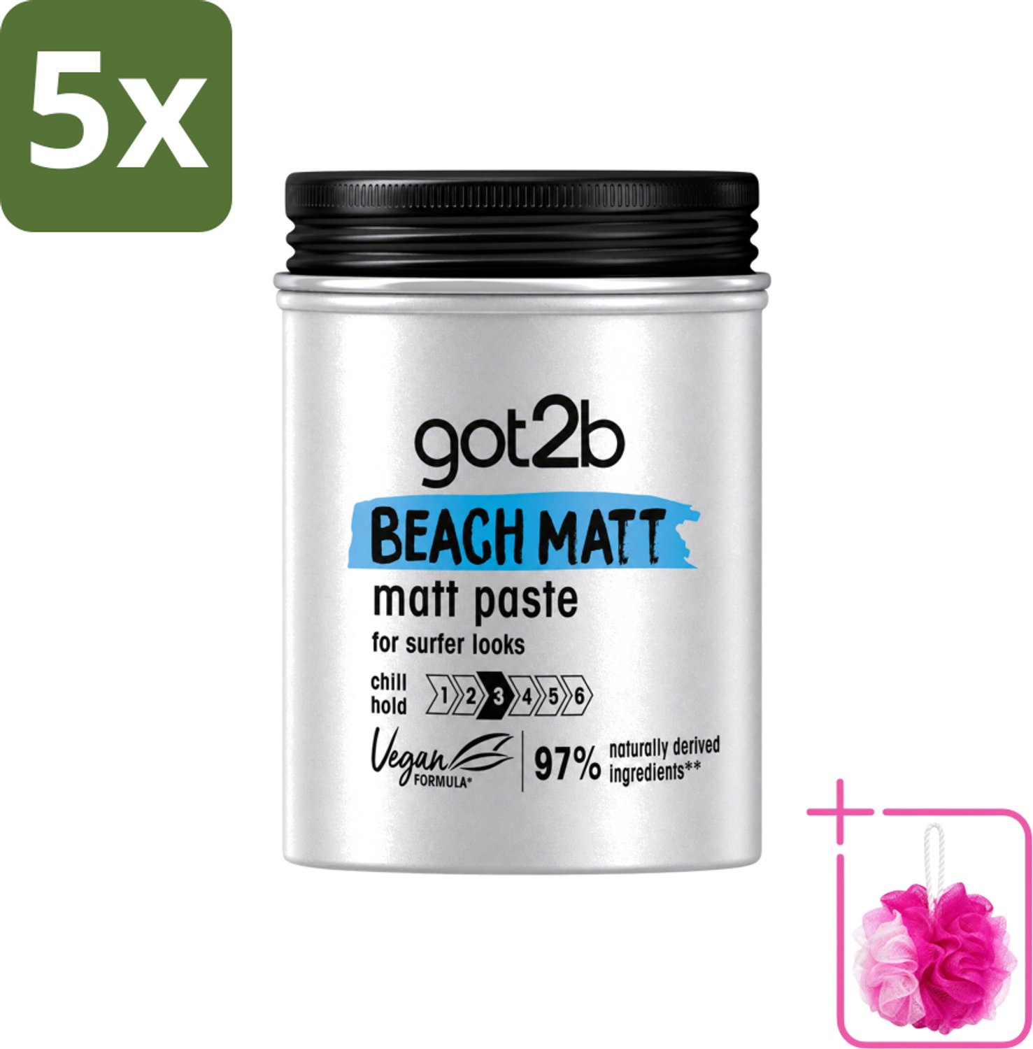 5 x Got2B - Styling Paste - Beach Matt - 100 ml - Bulkverpakking - Beach look - Douchemop - Matte styling