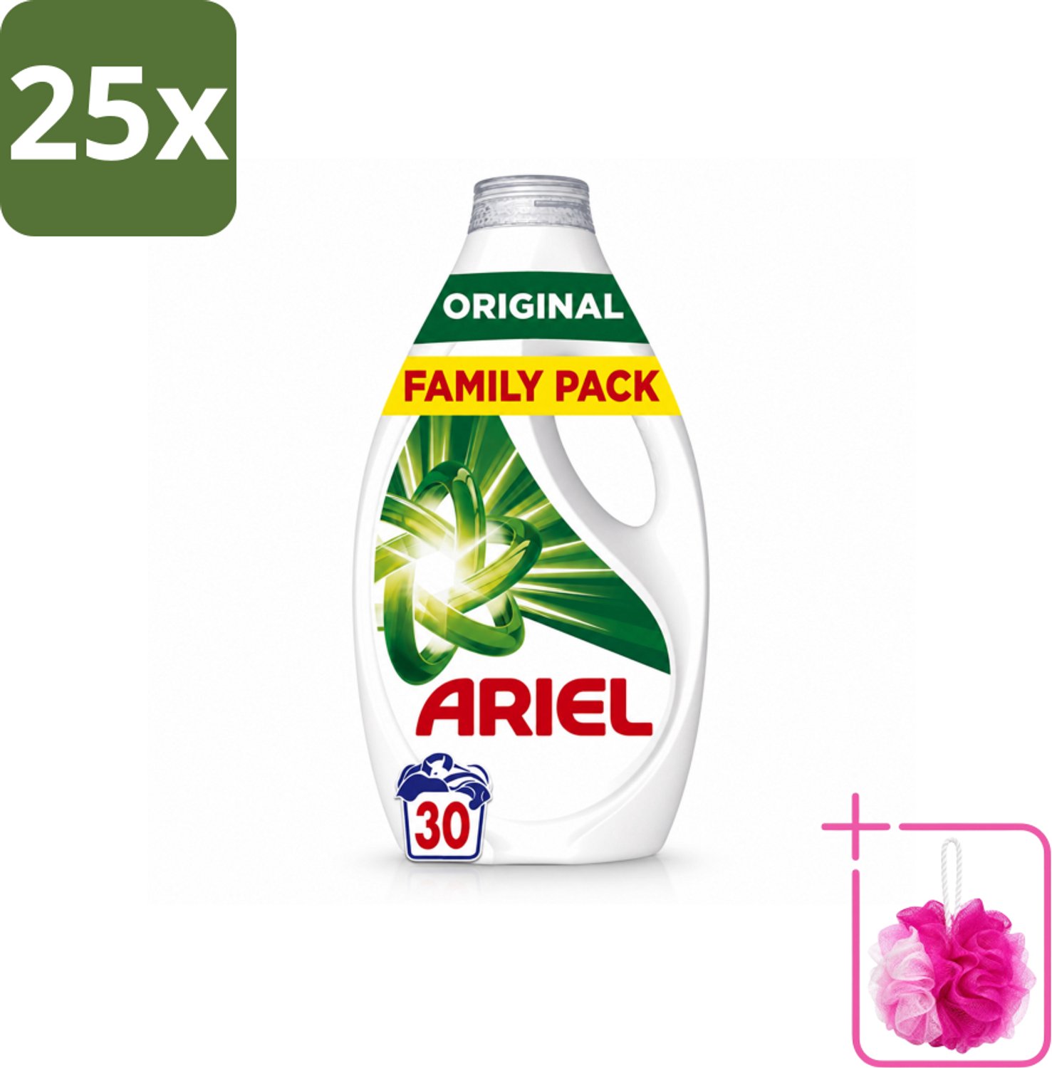 25 x Ariel - Vloeibaar Wasmiddel - Original - 30 Wasbeurten - 1350 ml - Bulkverpakking - Wasmiddel - Douchemop - Vlekverwijdering