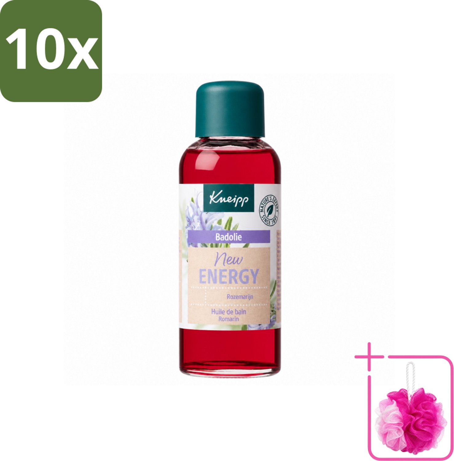 10 x Kneipp - Badolie - Rozemarijn - Voor nieuwe energie - 100 ml - Bulkverpakking - Badolie - Douchemop - Energie