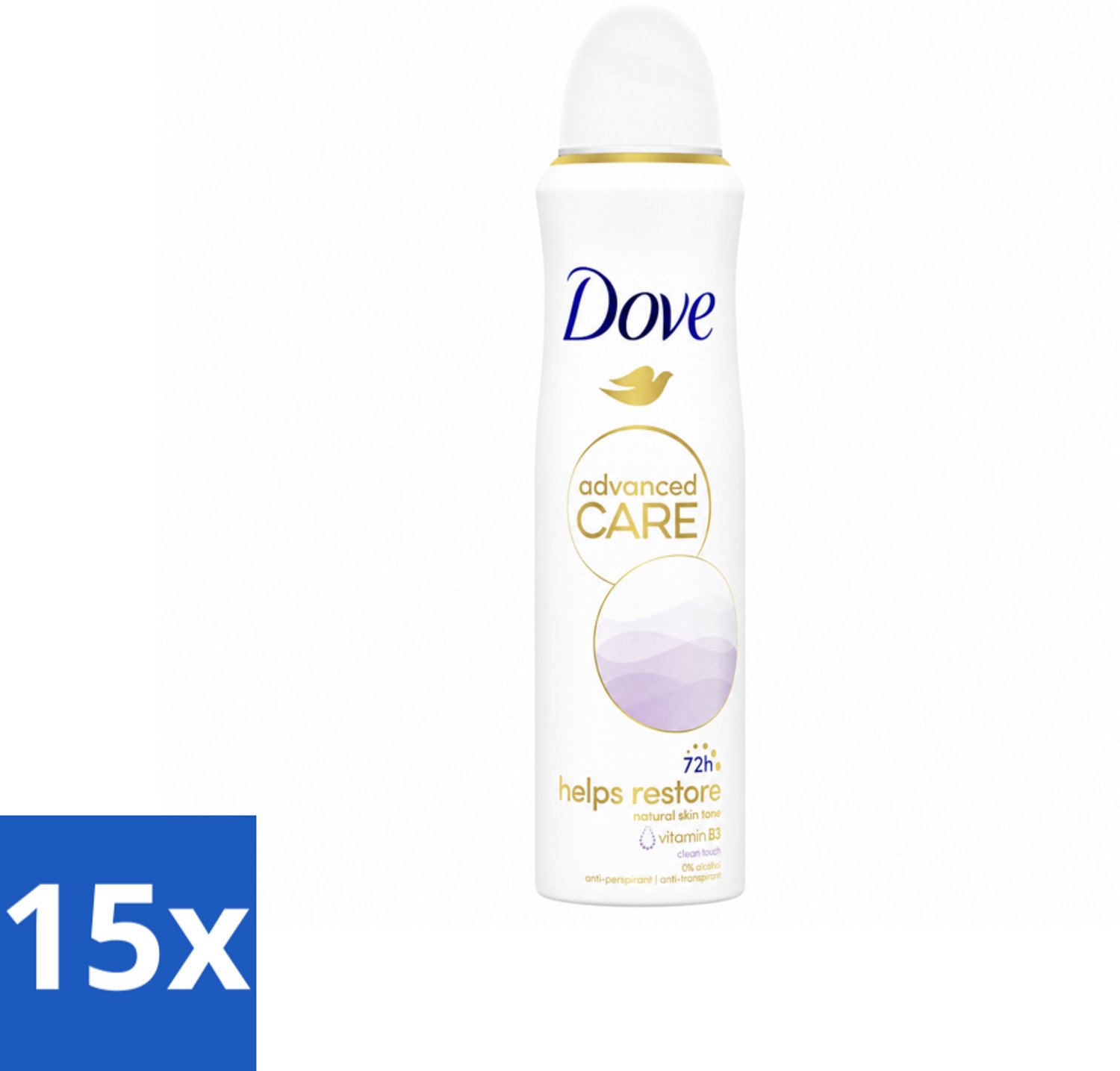 15 x Dove – Deodorant Spray – Clean Touch – 150 ml - Voordeelverpakking - 15 stuks