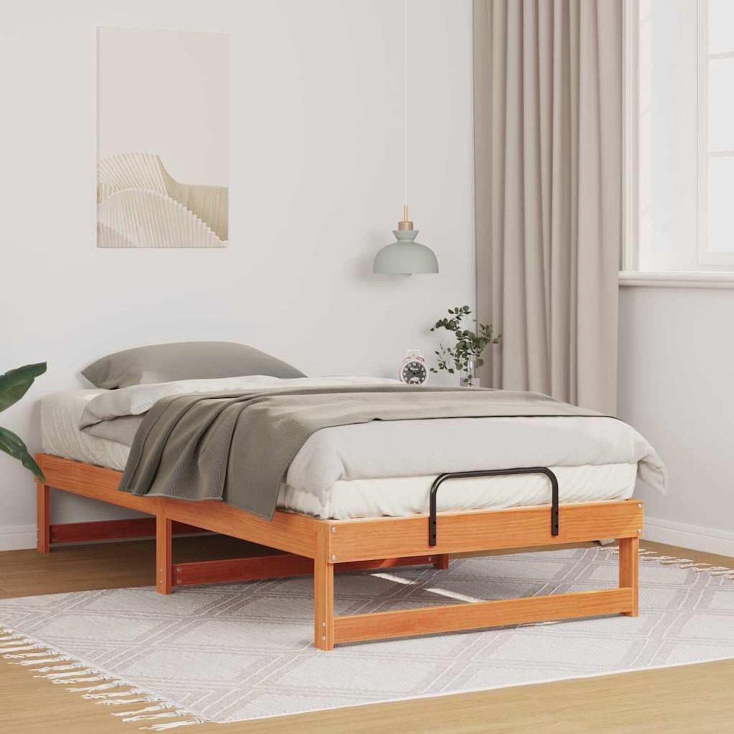 Grenenhout platformbed moderne slaapkamer 75x190 cm bruin