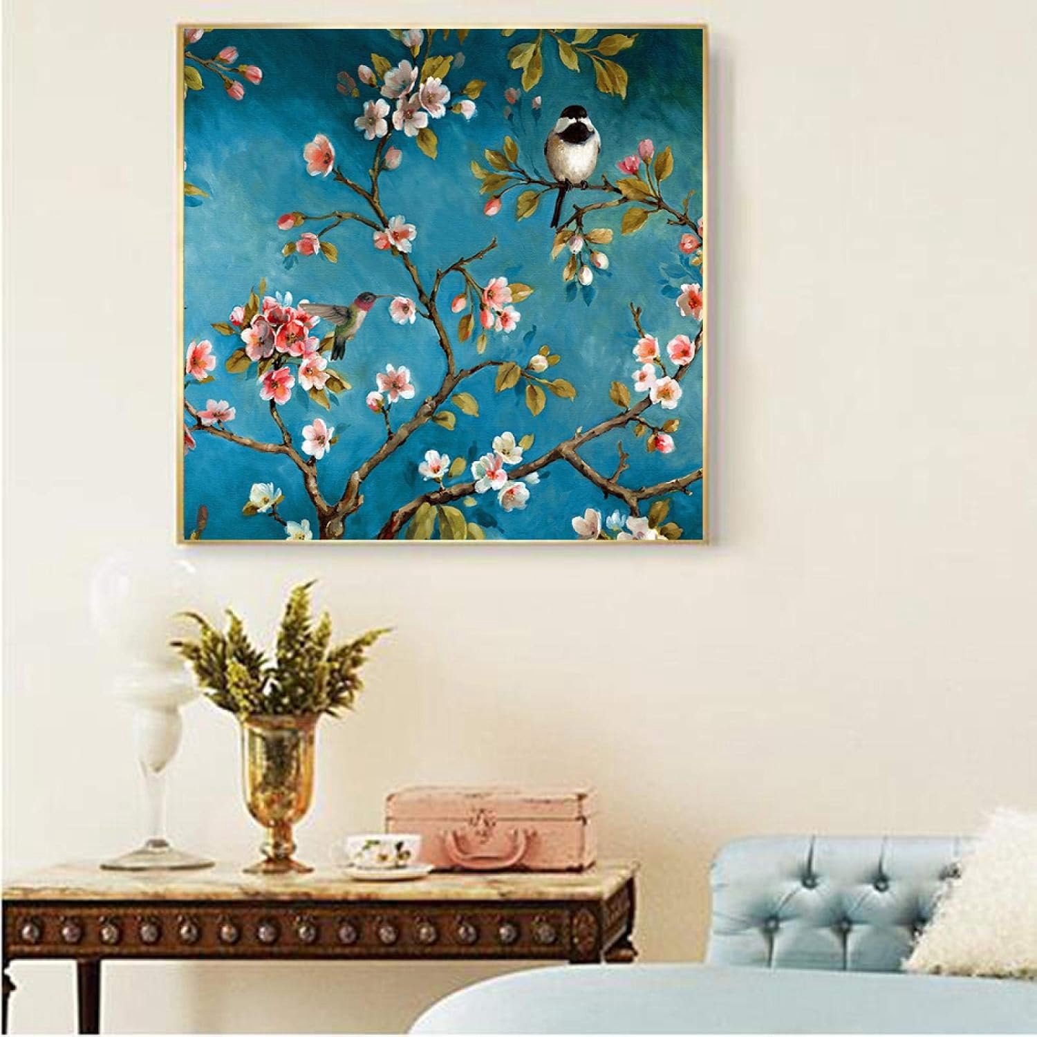 Abstracte bloemenmuurkunst pruimbloesem canvas schilderijen afdrukken poster en prints foto woonkamer woondecoratie 70x70cm frameloos