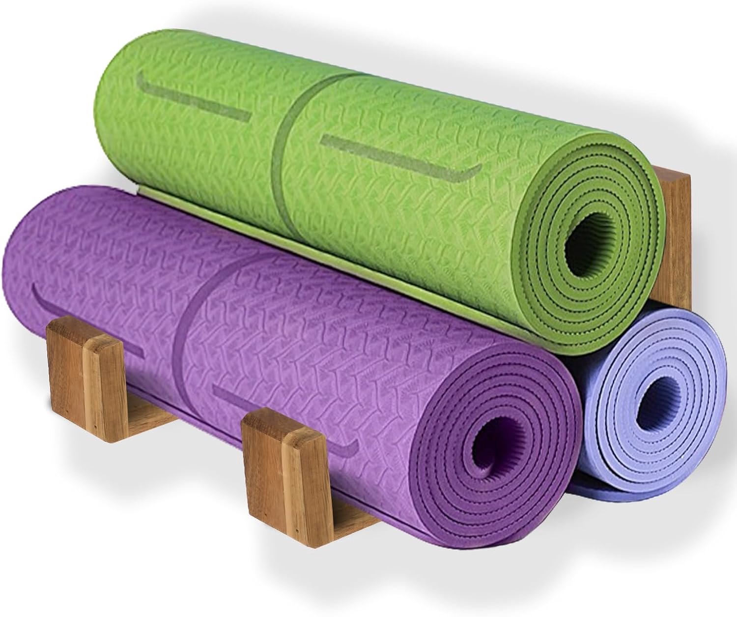 Mat Houder Wandmontage Opbergrek, Yoga Plank Organizer, Foam Roller Wandhaken, Hold 3 yogamatten, Fitness Gear Organizer Door Massief Hout