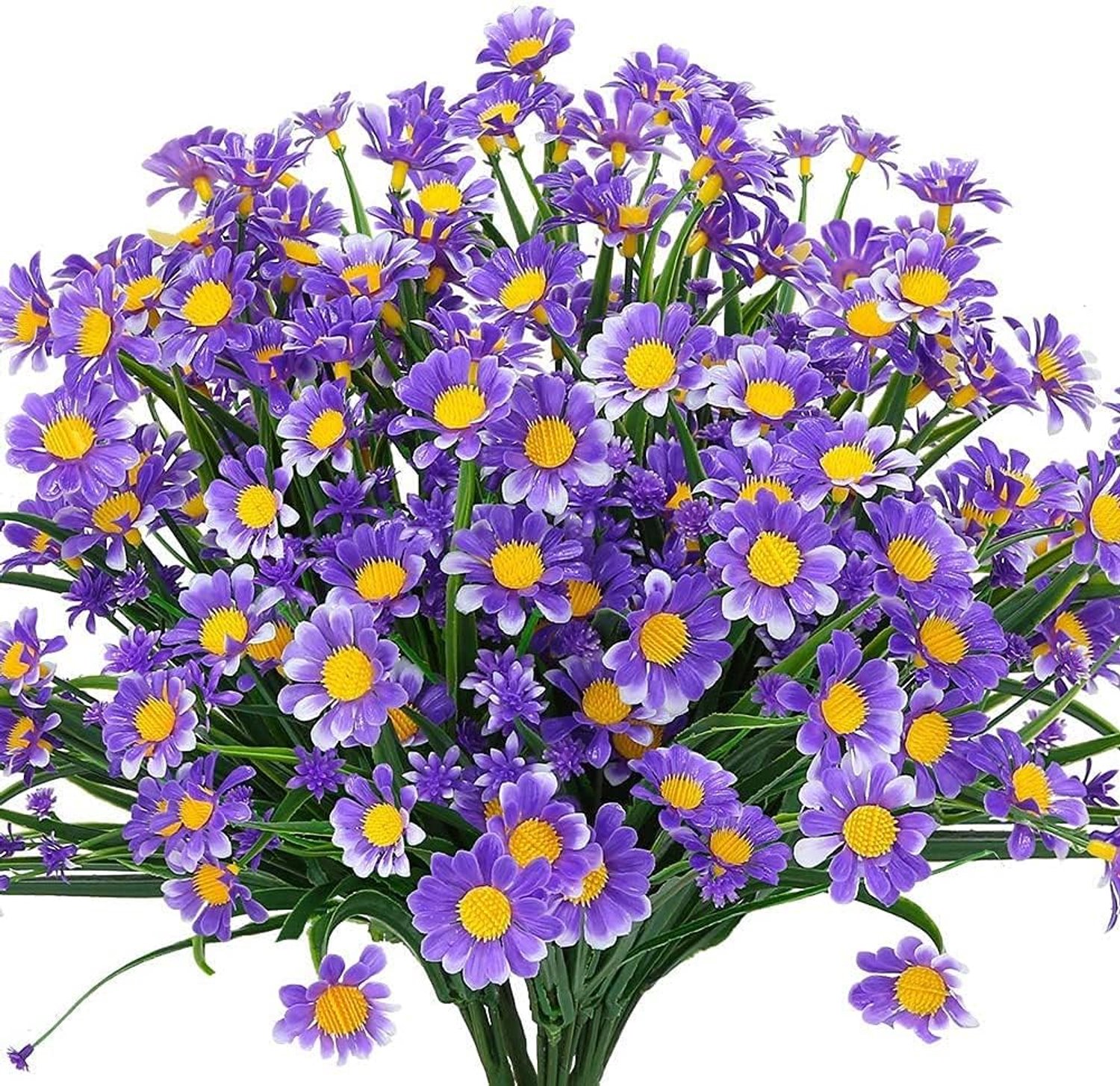 Kunstbloemen, 4 stuks, groen, uv-bestendig, planten, struiken, voor binnen en buiten, voor thuis, tuin, bruid, bruiloft, feest, decoratie (paars)