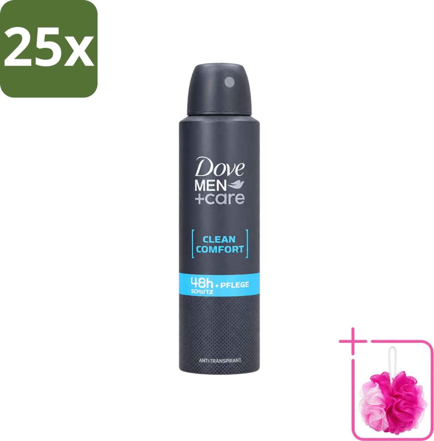 25 x Dove Men+Care - Clean Comfort - Deospray - Anti-Transpirant - 150 ml - Bulkverpakking - Dove Men+Care - Douchemop - Deospray