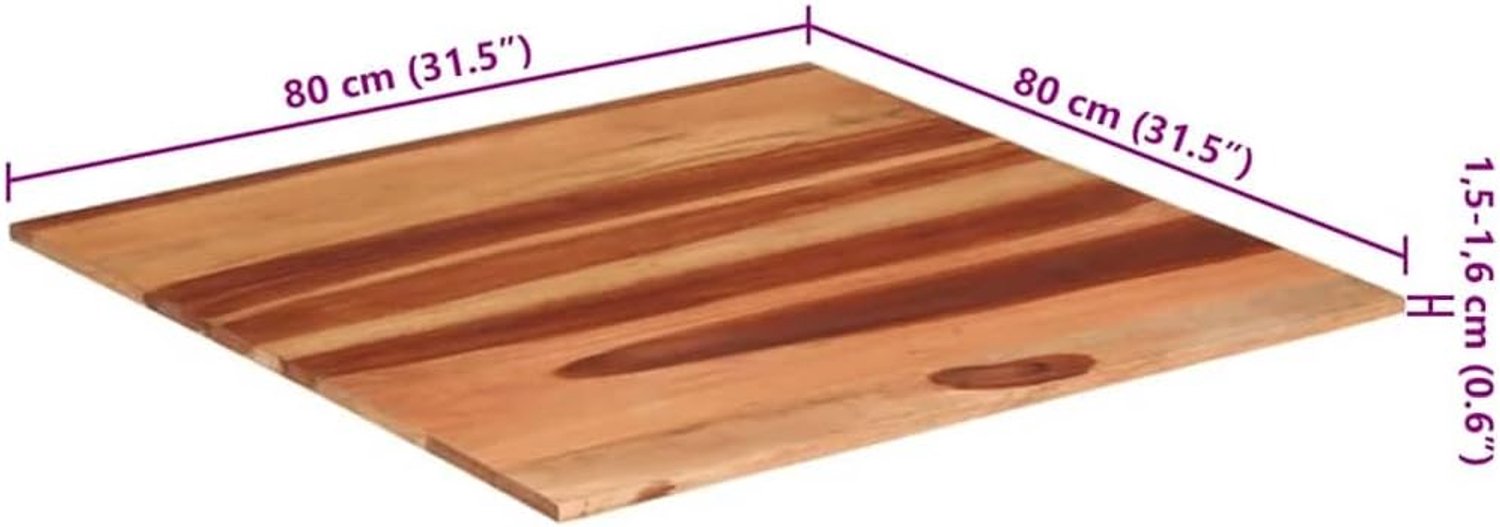 Tafelblad, vervangend tafelblad, eettafelblad, vervangingsplaat voor tafel, houten tafelblad, eettafel, bureau, geschikt voor restaurant, café, hotel, eetkamer, massief hout, palissander, 15-16 mm, 80