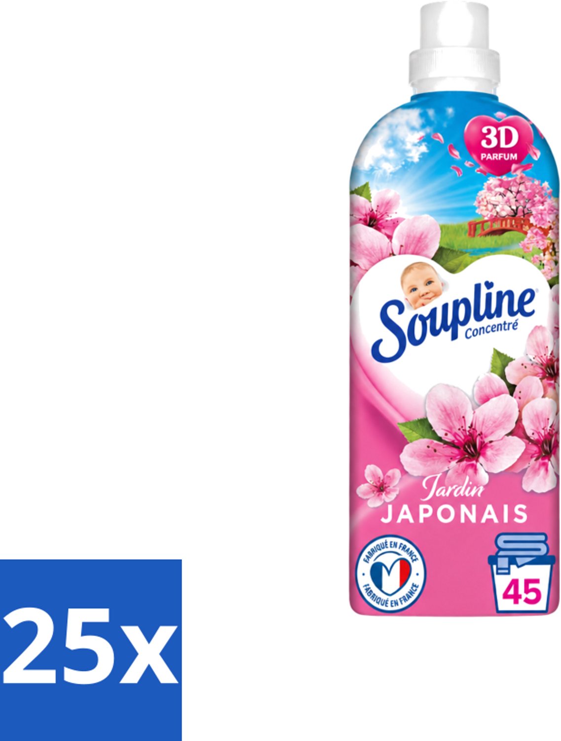 25 x Soupline – Wasverzachter – Japanse Tuin – 950 ml - Voordeelverpakking - 25 stuks