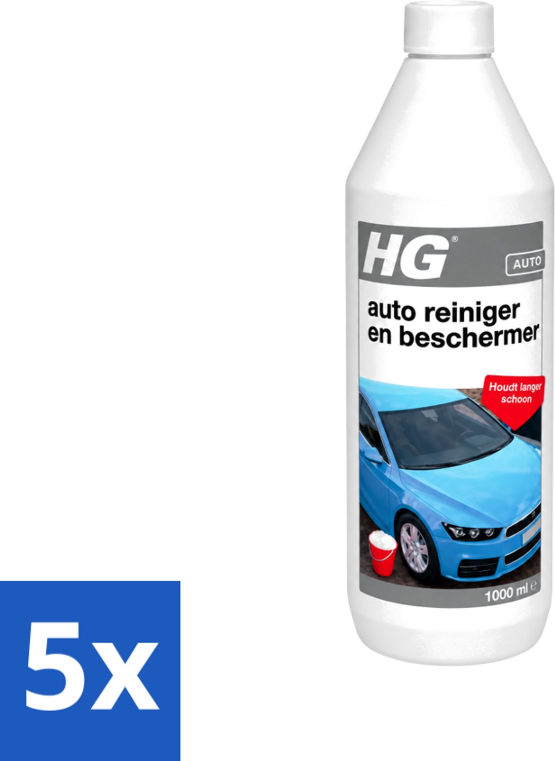 5 x HG - Autoreiniger & Beschermer - Houdt Langer Schoon - 50 tot 60 Wasbeurten - 1L - Voordeelverpakking - 5 stuks