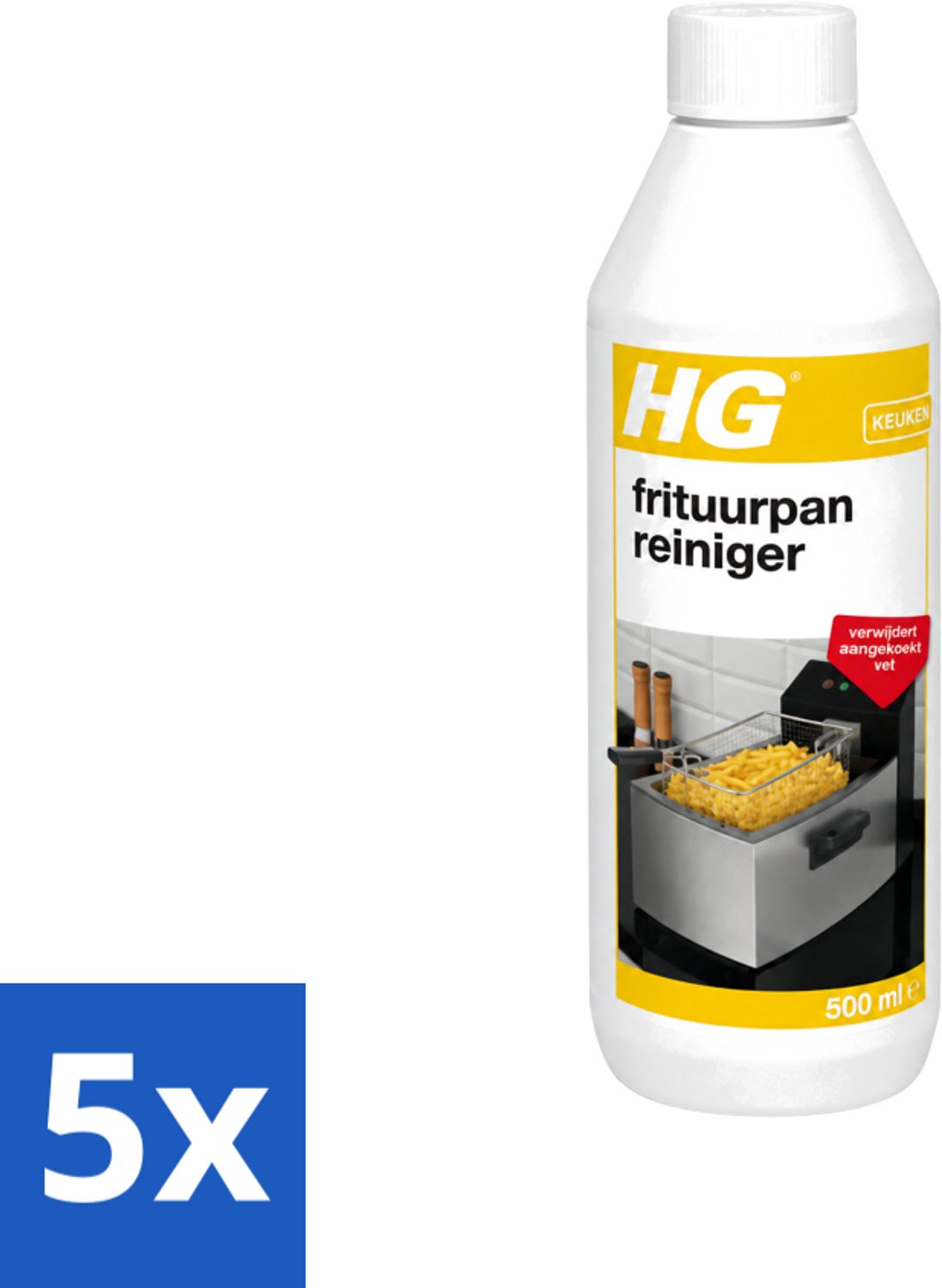 5 x HG - Frituurpanreiniger - Verwijdert Aangekoekt Vet - 500 ml - Voordeelverpakking - 5 stuks