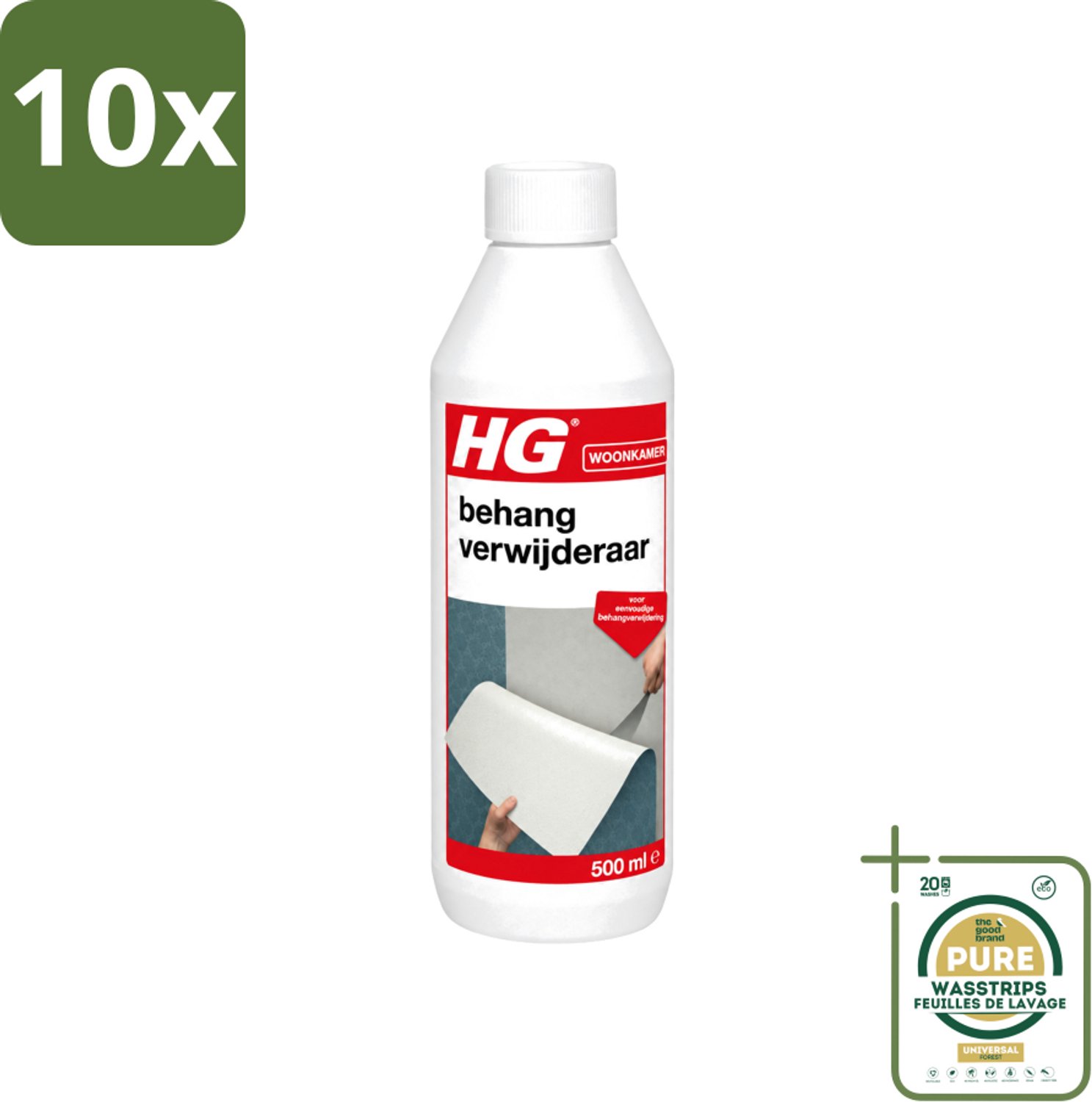 10 x HG - Behangverwijderaar - Voor Eenvoudige Behangverwijdering - 500 ml - Wasstrips - Behangverwijderaar - Behanglijm Verwijderen - Behang Verwijderen - Behang Reinigen - Behang Oplossen