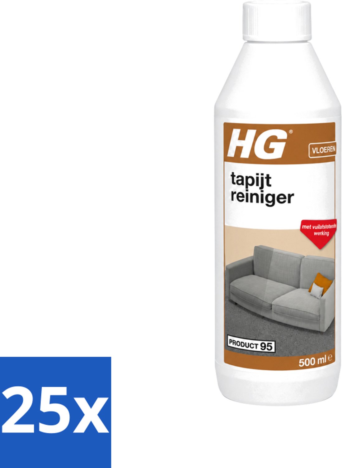 25 x HG - Vloeren - Tapijtreiniger - Met Vuilafstotende Werking - 500 ml - Voordeelverpakking - 25 stuks