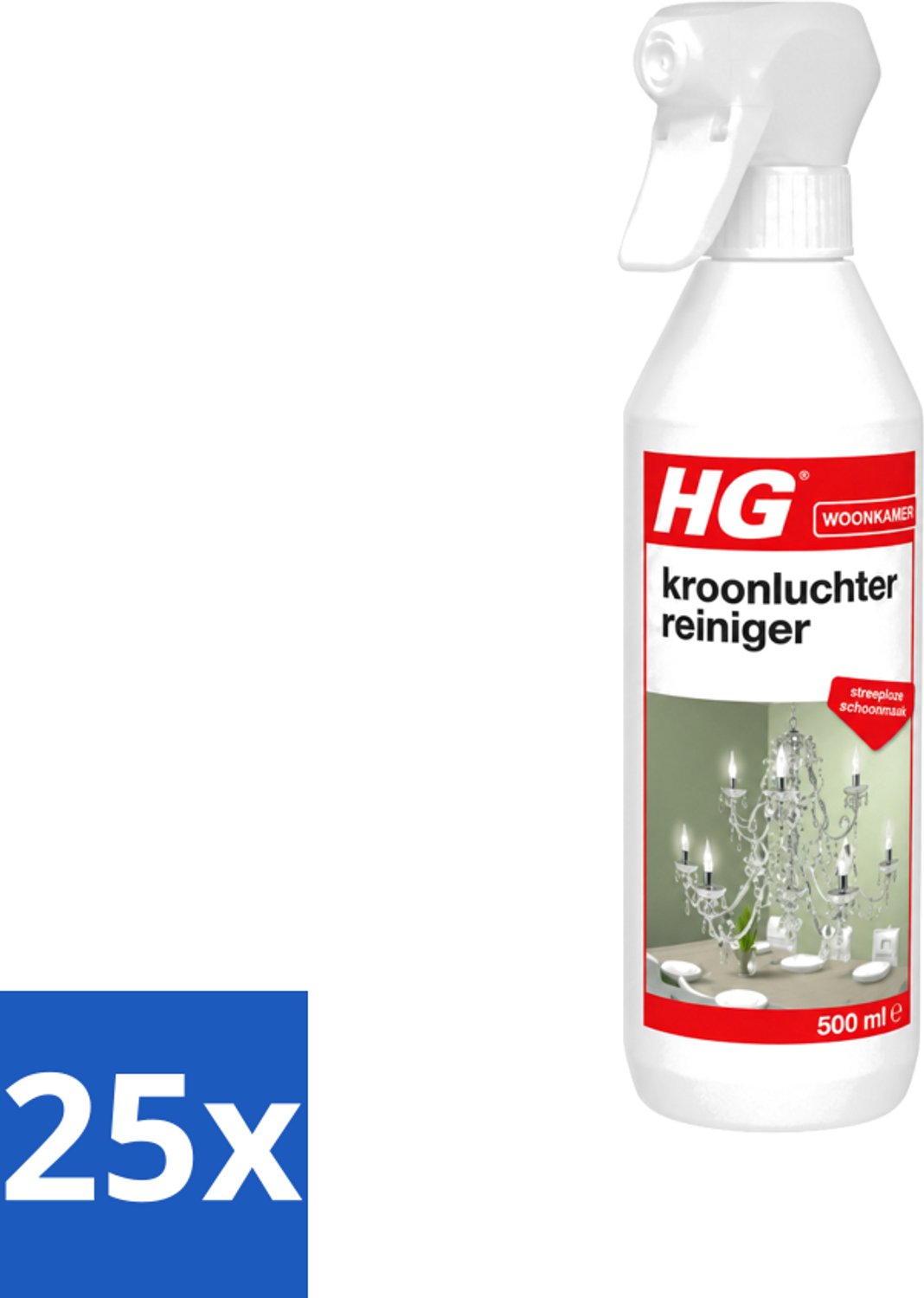 25 x HG - Kroonluchterreiniger - Streeploze Schoonmaak - 500 ml - Voordeelverpakking - 25 stuks
